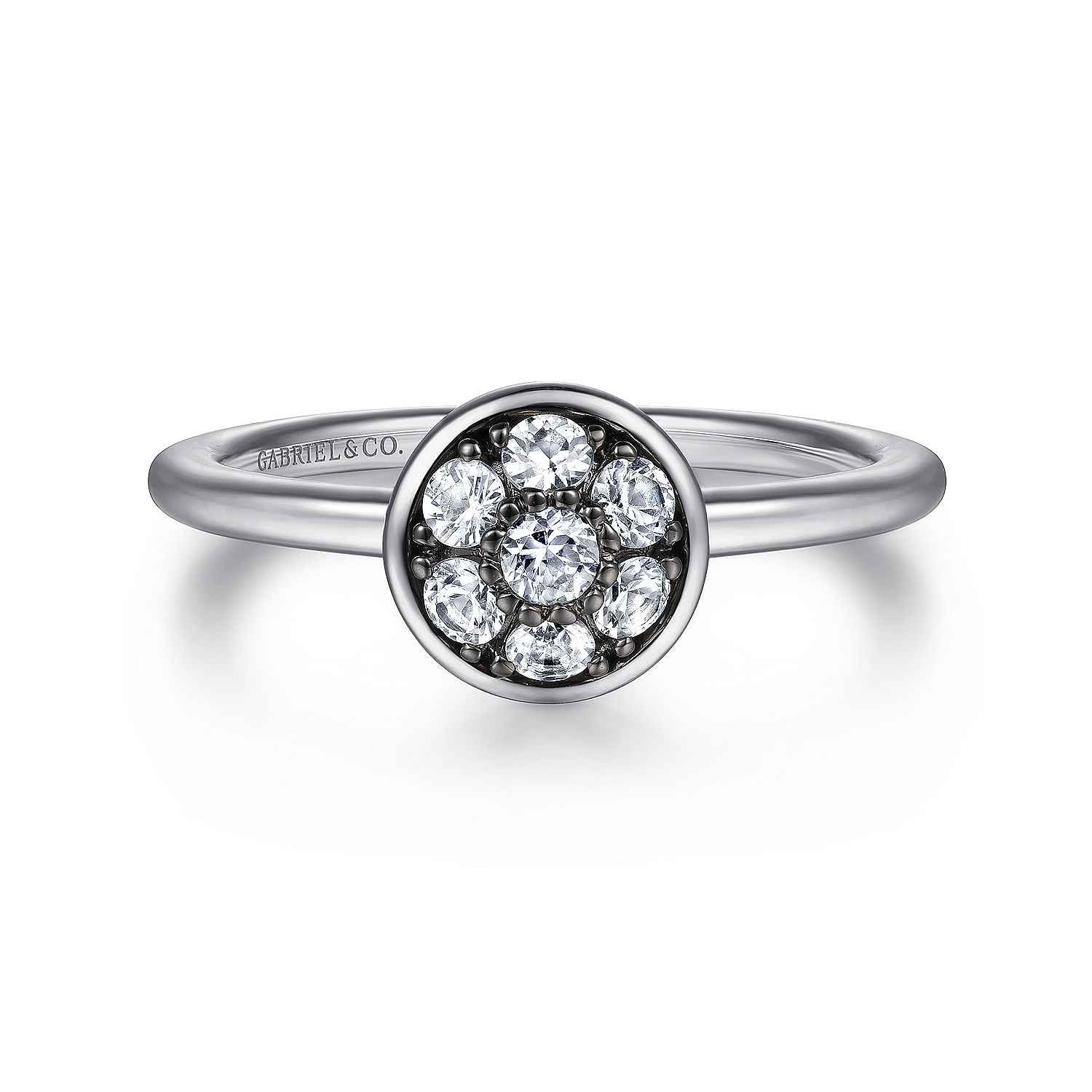 925 Sterling Silver Round White Sapphire Cluster Ring