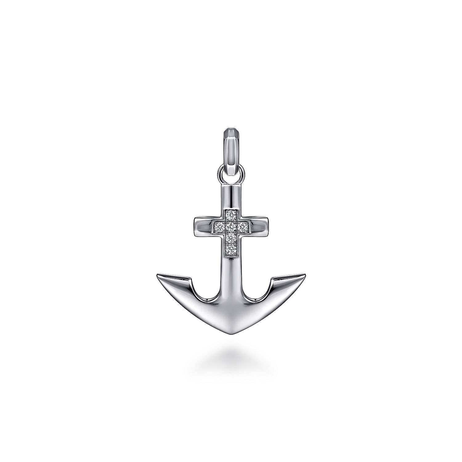 925 Sterling Silver and Diamond Anchor Pendant