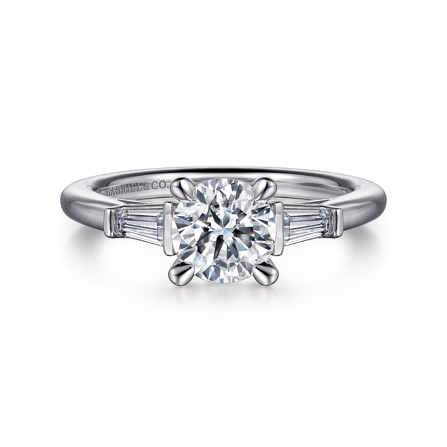 Acacia - 14K White Gold Round Three Stone Diamond Engagement Ring