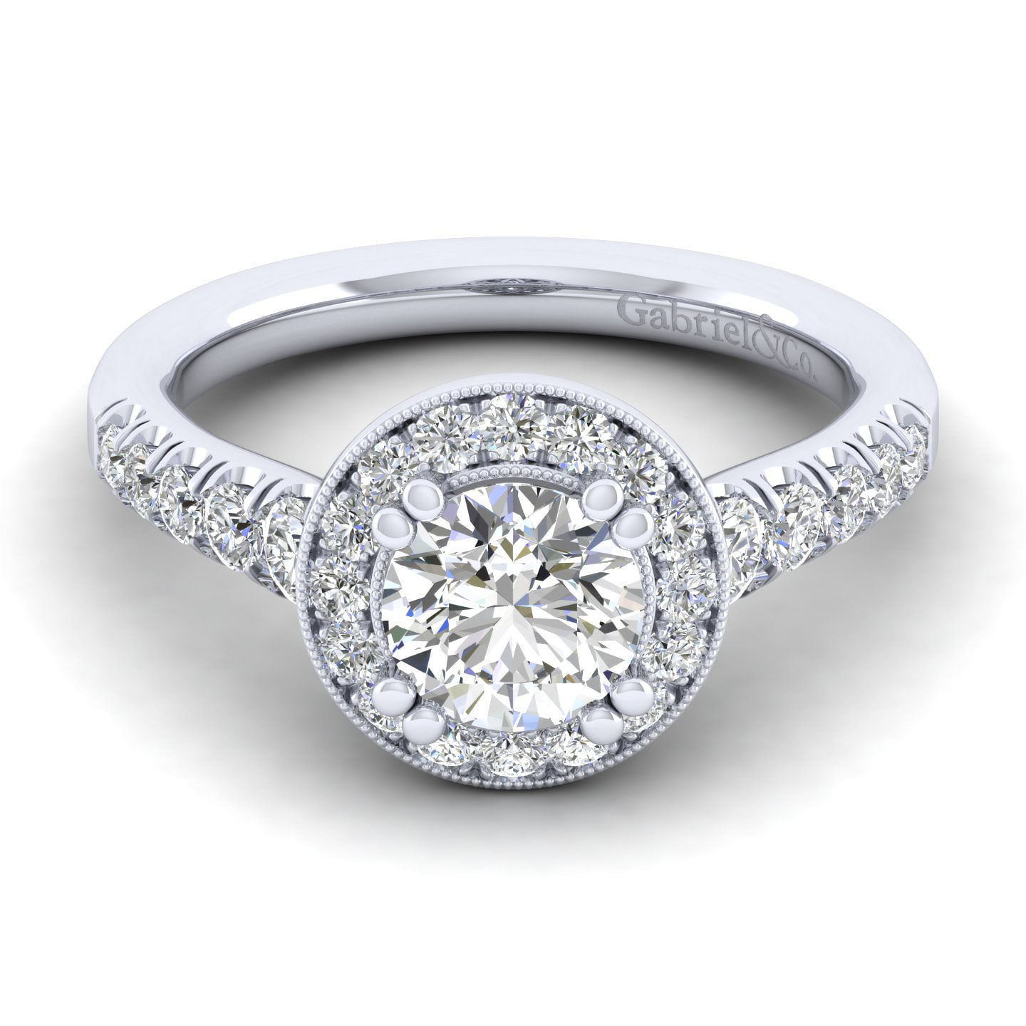 Addison - 14K White Gold Round Halo Diamond Engagement Ring