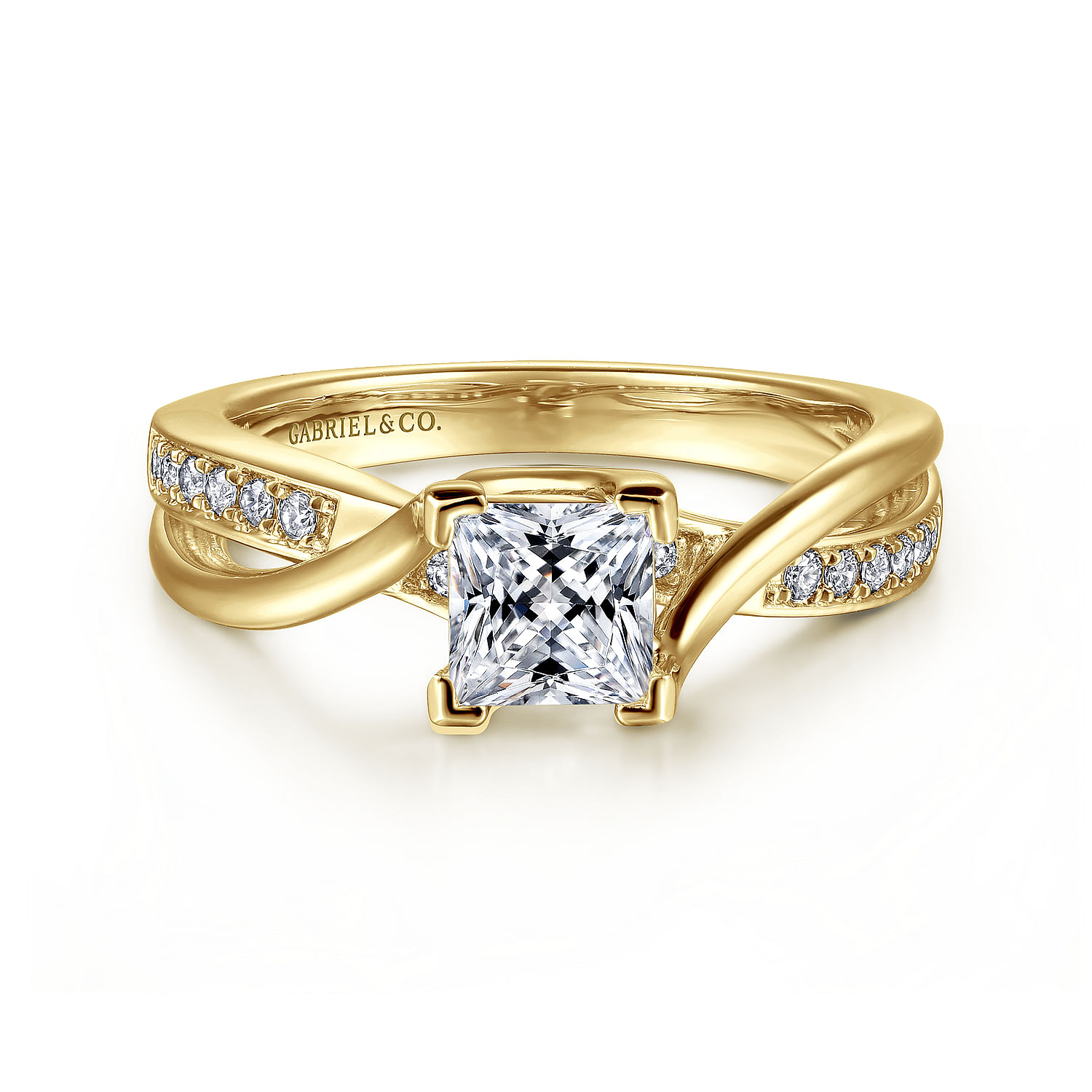 Aleesa - 14K Yellow Gold Princess Cut Twisted Diamond Engagement Ring
