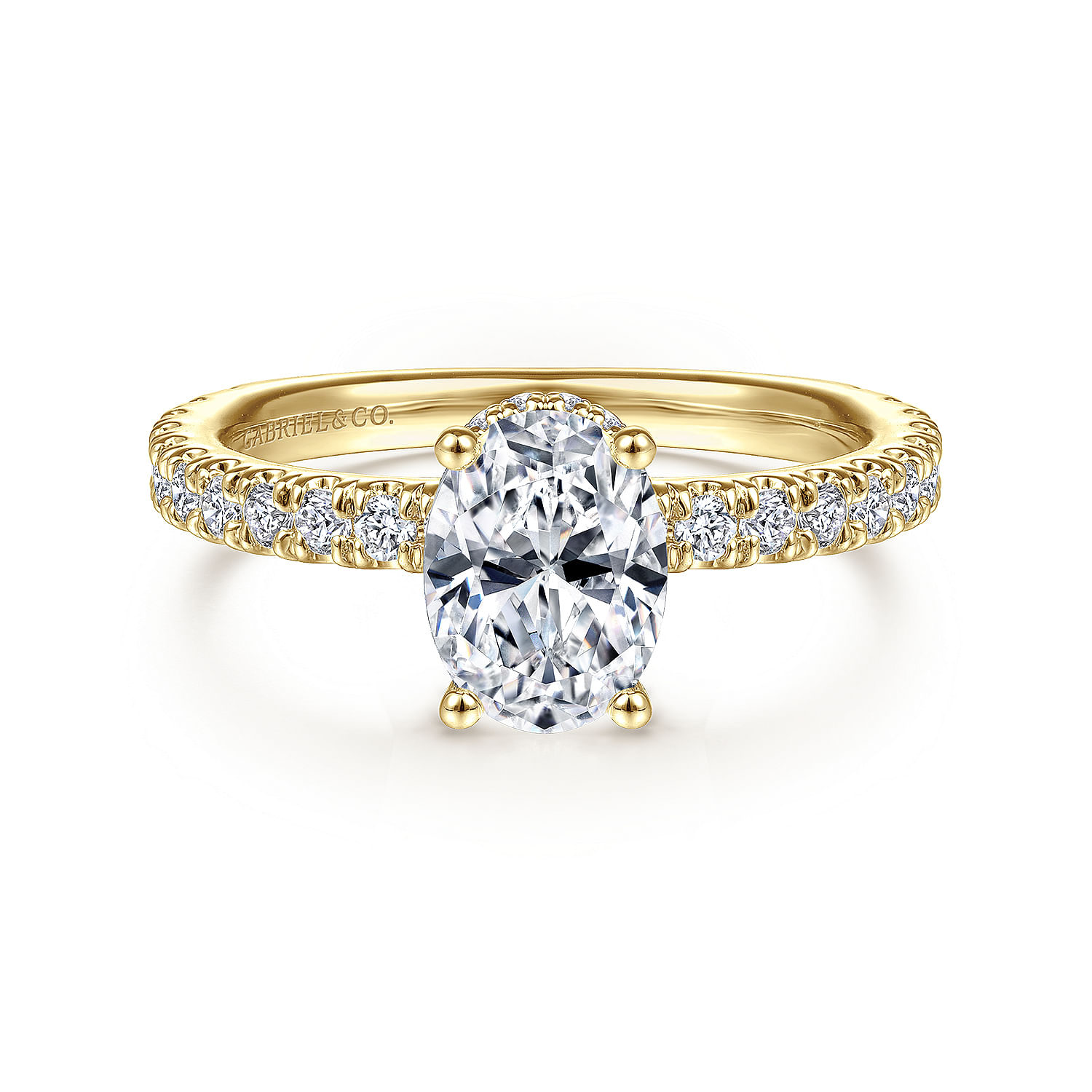Alina - 14K Yellow Gold Hidden Halo Oval Diamond Engagement Ring