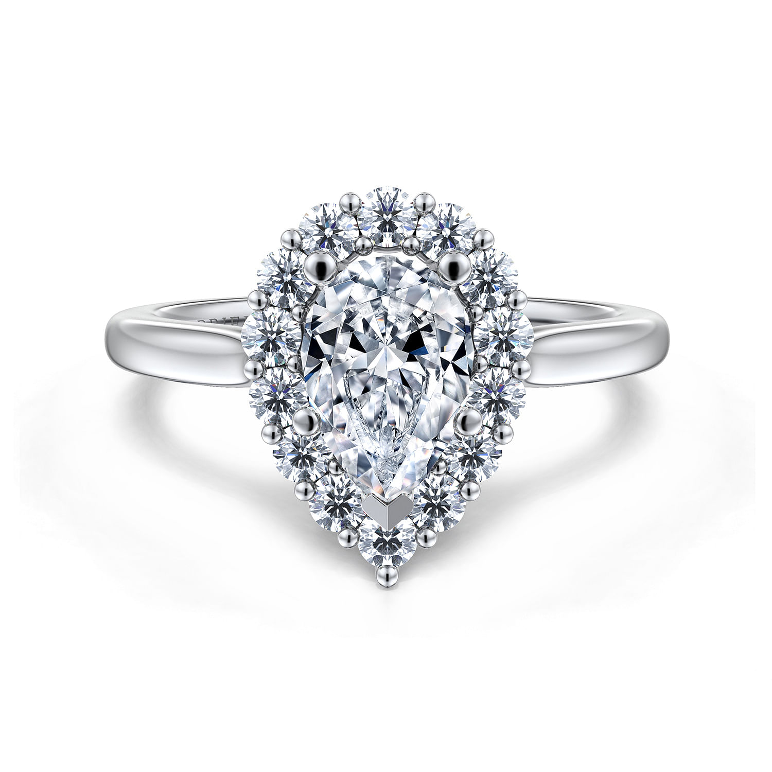 Althea - 14K White Gold Pear Shape Halo Diamond Engagement Ring