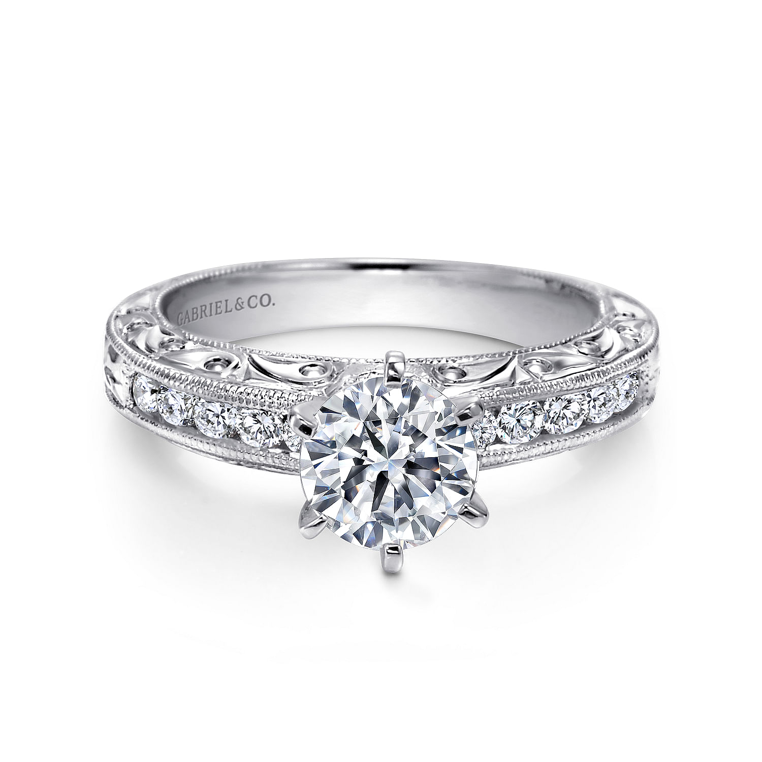 Ambra - 14K White Gold Round Diamond Engagement Ring