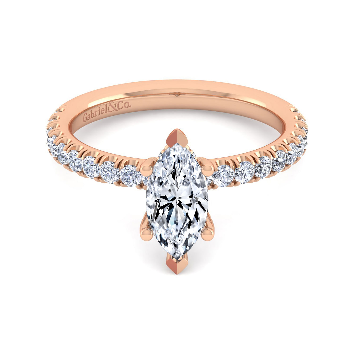 Amira - 14K Rose Gold Marquise Shape Diamond Engagement Ring