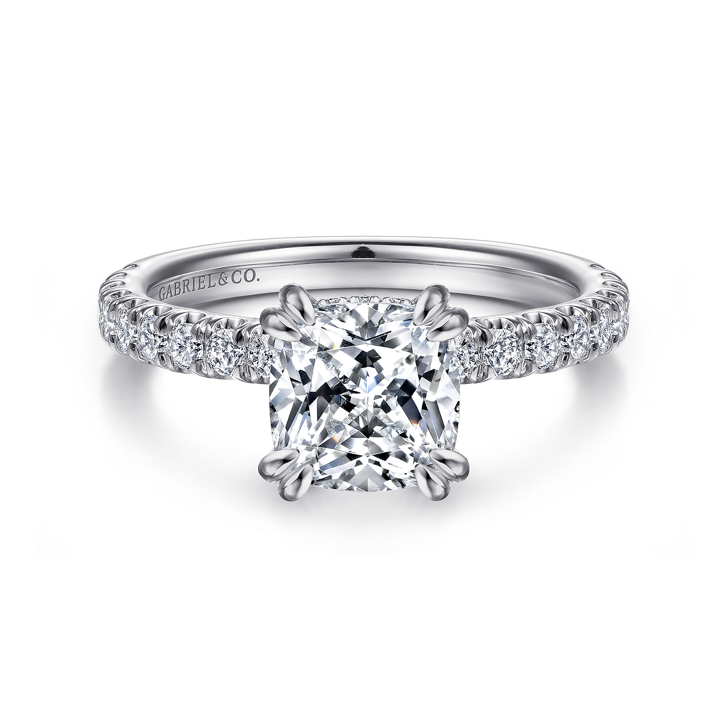 Amira - 14K White Gold Cushion Cut Diamond Engagement Ring