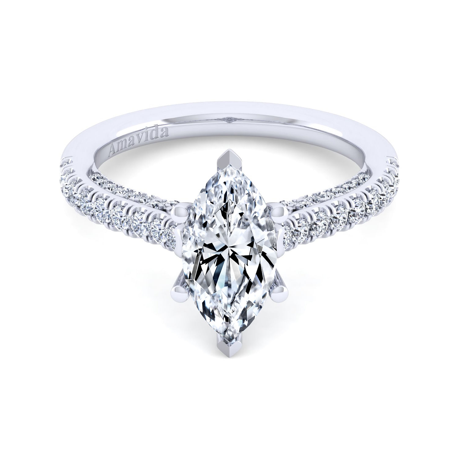 Anais - 18K White Gold Marquise Shape Diamond Engagement Ring