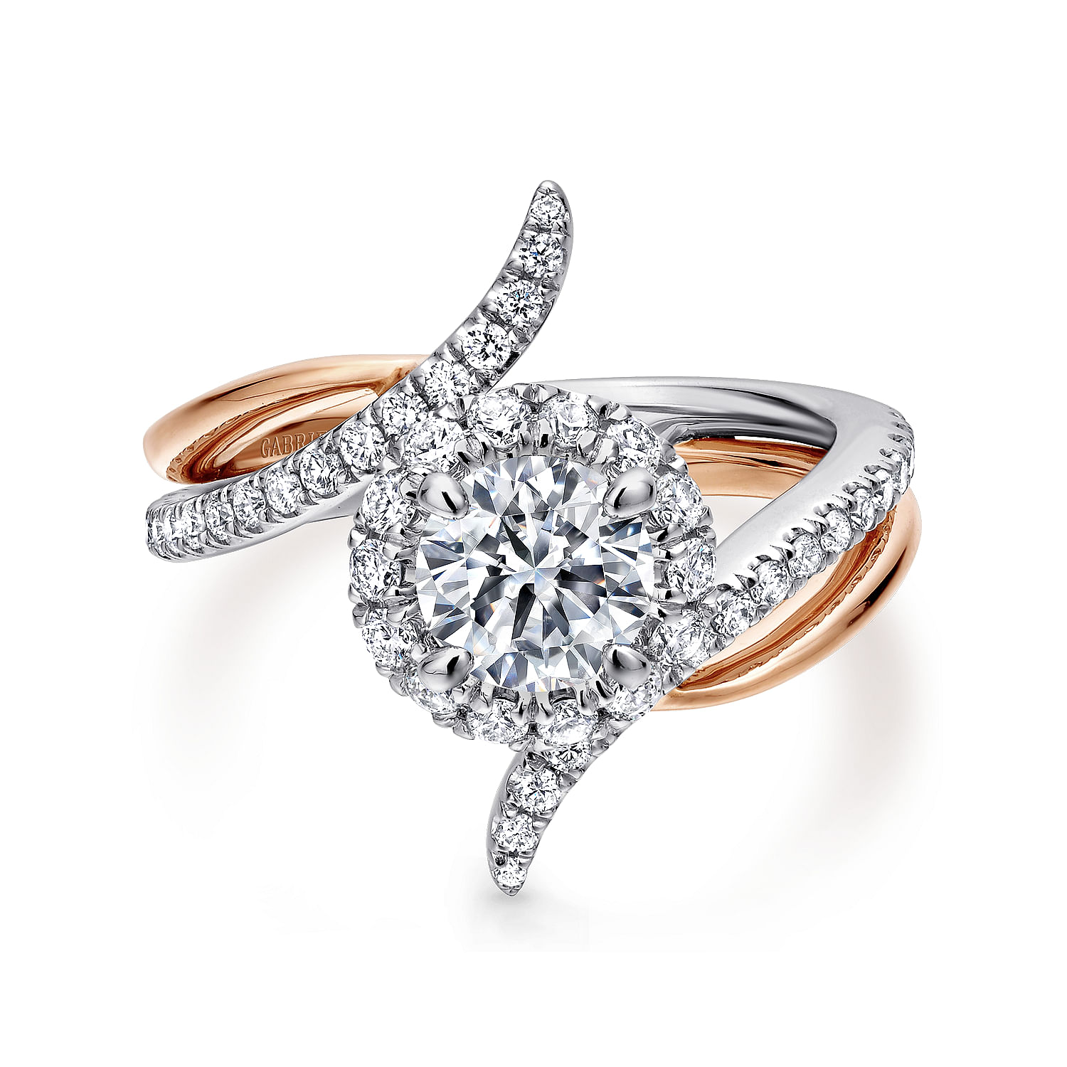Andromeda - 14K White-Rose Gold Round Halo Diamond Engagement Ring