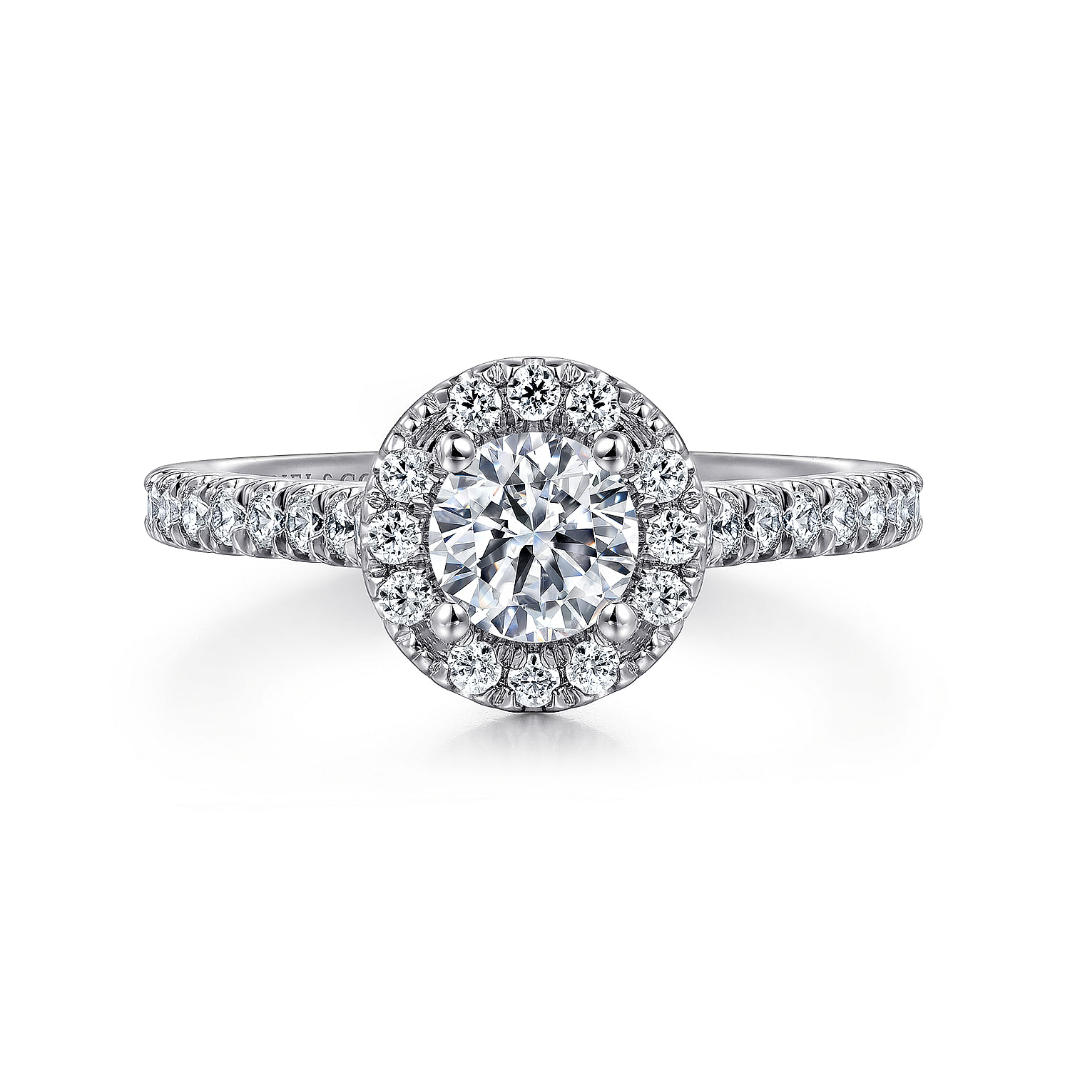 Angela - 14K White Gold Round Halo Diamond Engagement Ring