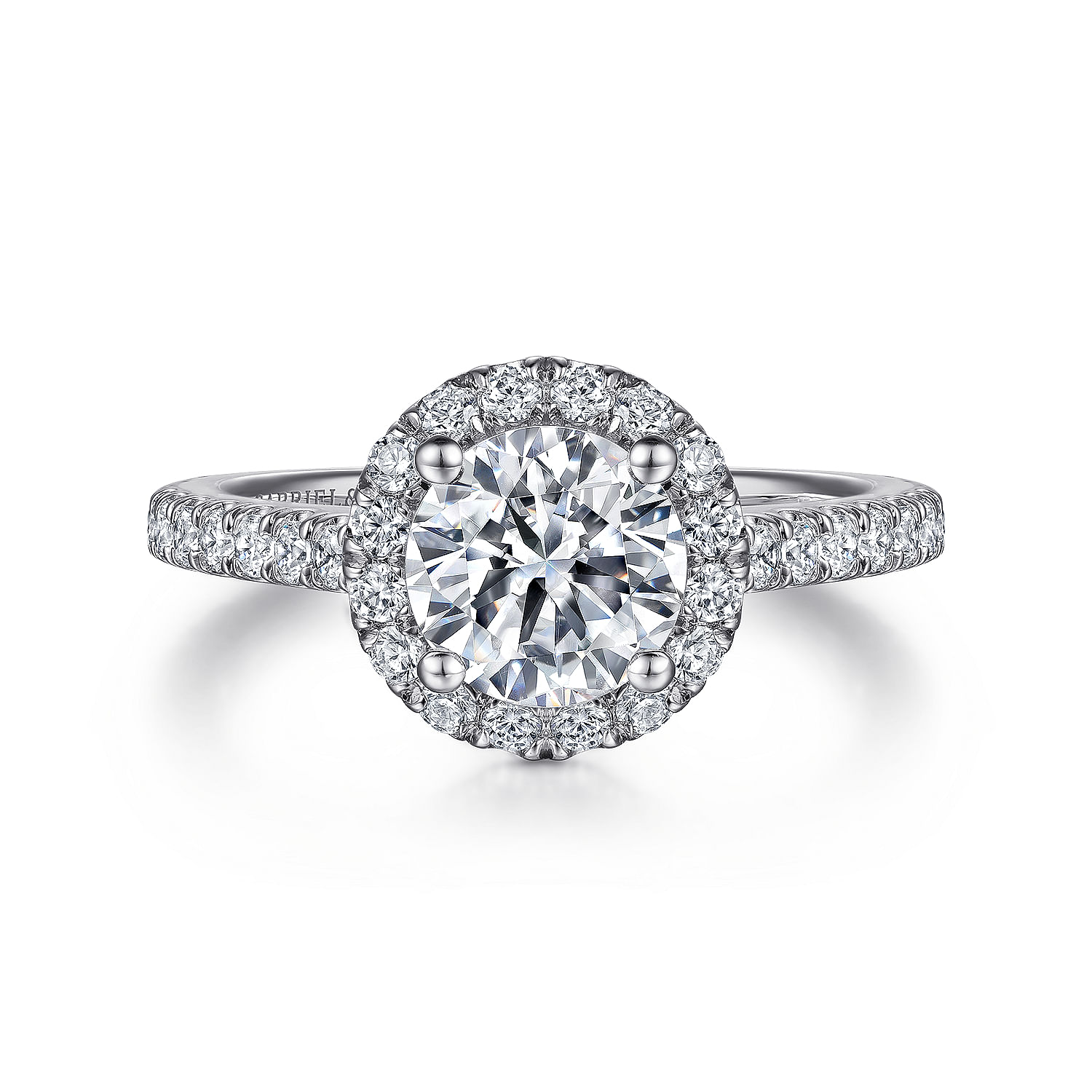 Angela - 14K White Gold Round Halo Diamond Engagement Ring