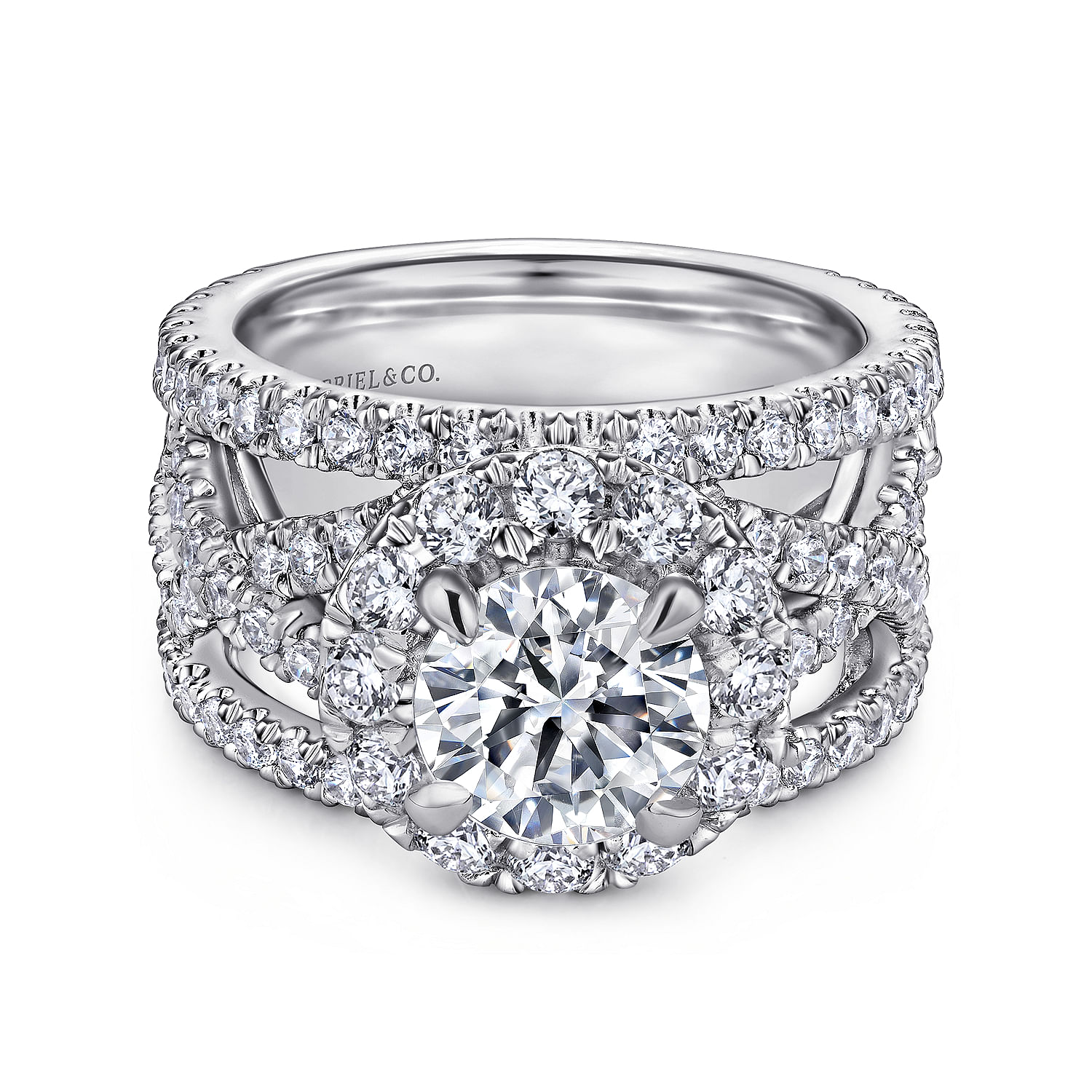 Angelou - 14K White Gold Round Halo Diamond Engagement Ring