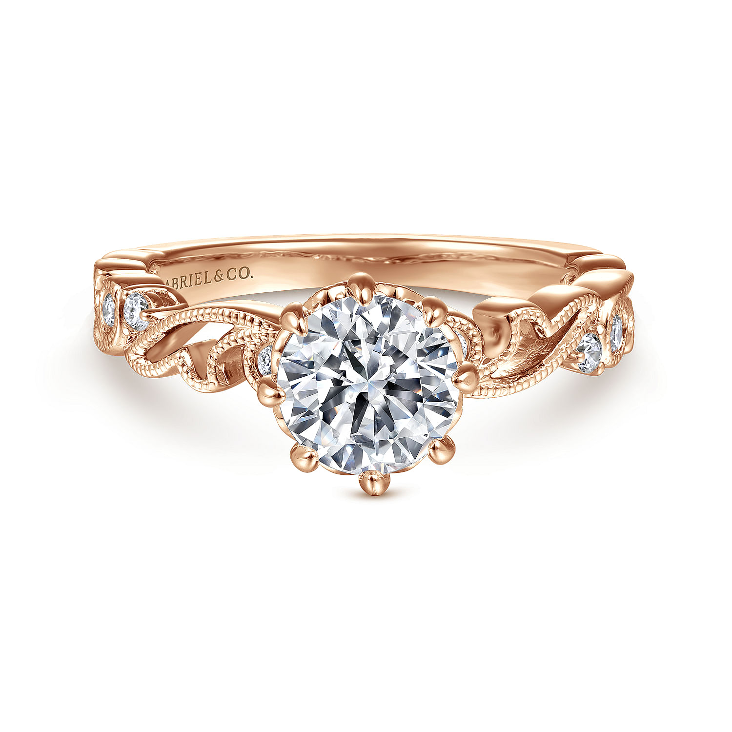 Arlington - Vintage Inspired 14K Rose Gold Round Diamond Engagement Ring