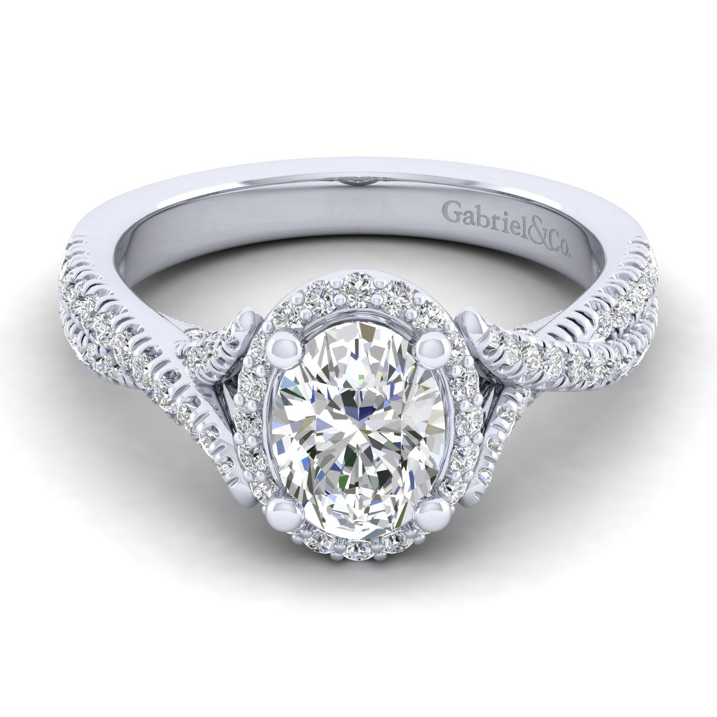 Aster - 14K White Gold Oval Halo Diamond Engagement Ring