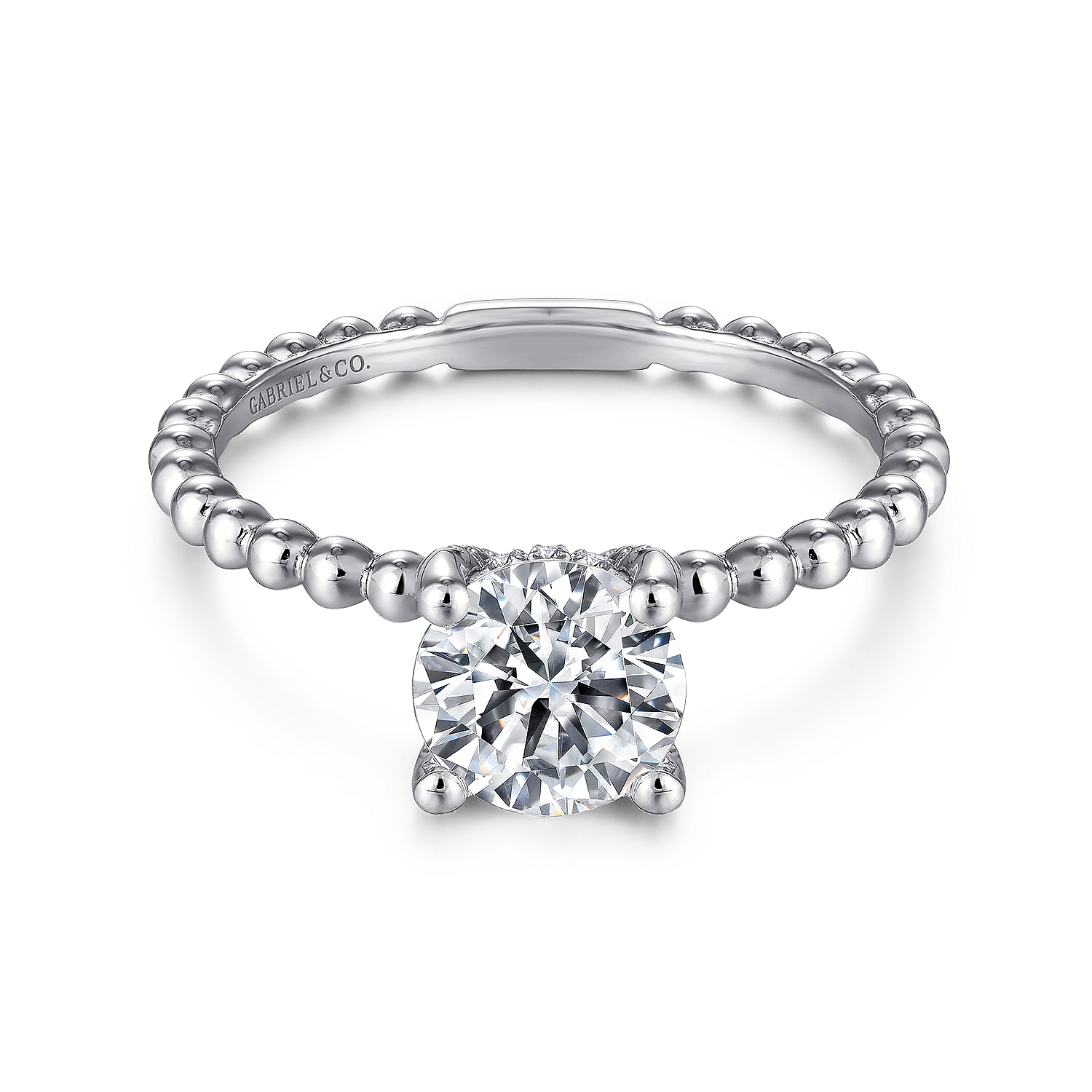 Athena - 14K White Gold Round Diamond Engagement Ring