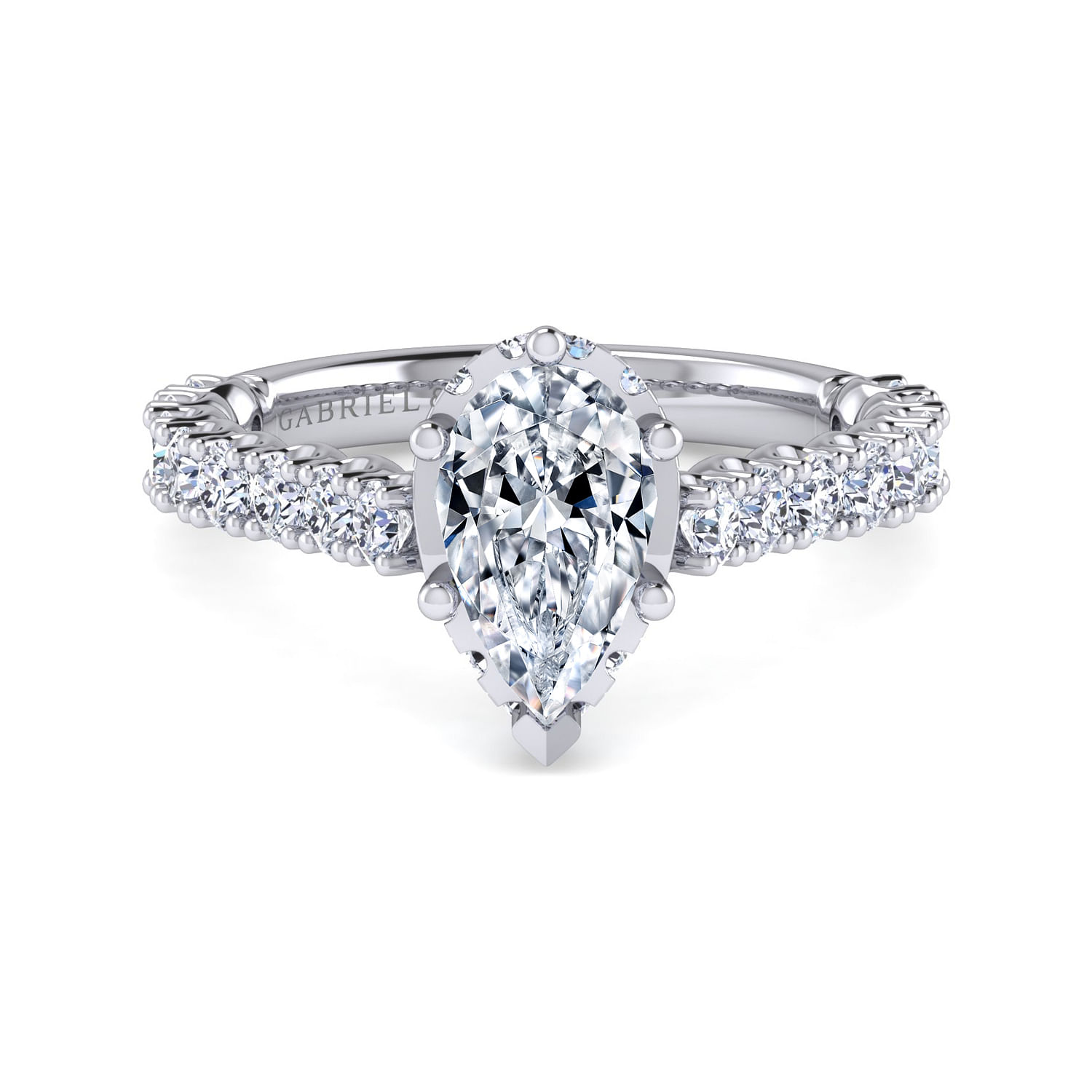 Augusta - Platinum Hidden Halo Pear Shape Diamond Engagement Ring