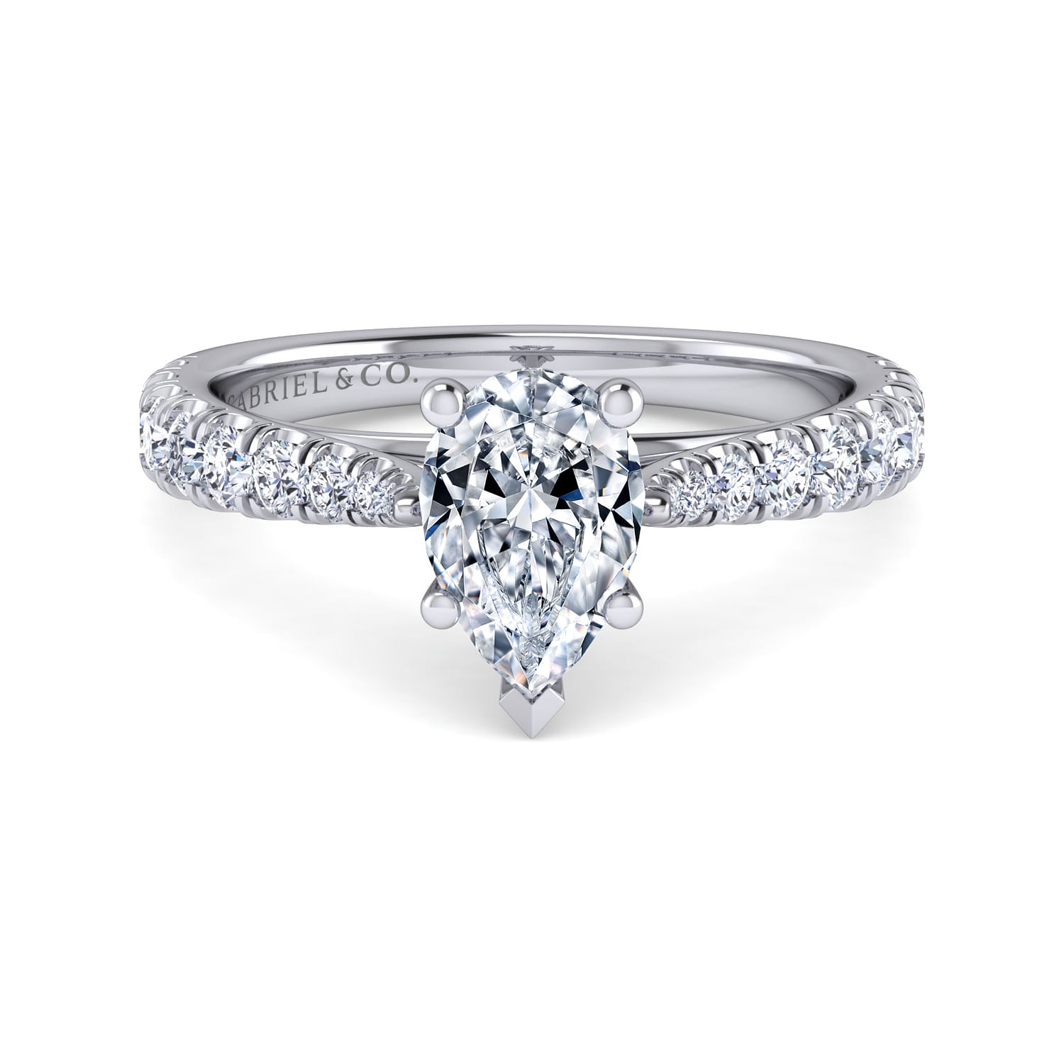 Avery - 14K White Gold Pear Shape Diamond Engagement Ring