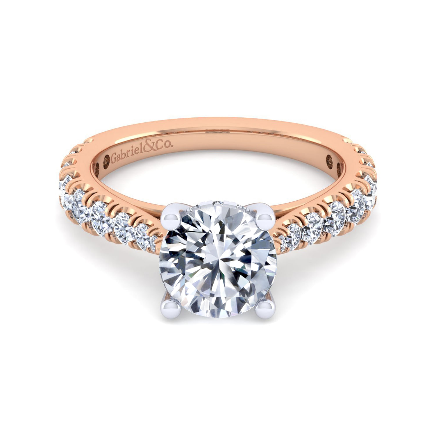 Avery - 14K White-Rose Gold Round Diamond Engagement Ring