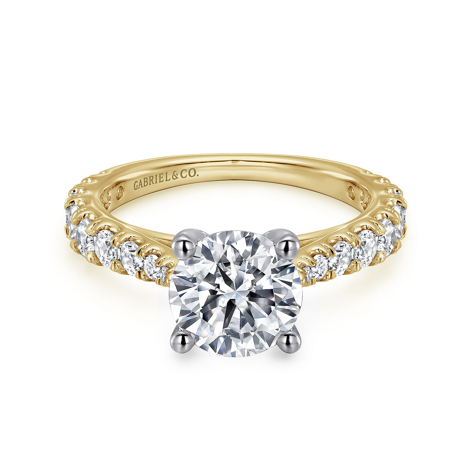 Avery - 14K White-Yellow Gold Round Diamond Engagement Ring
