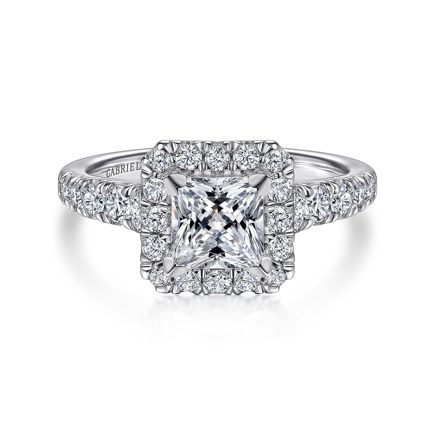 Beckett - 14K White Gold Princess Halo Diamond Engagement Ring