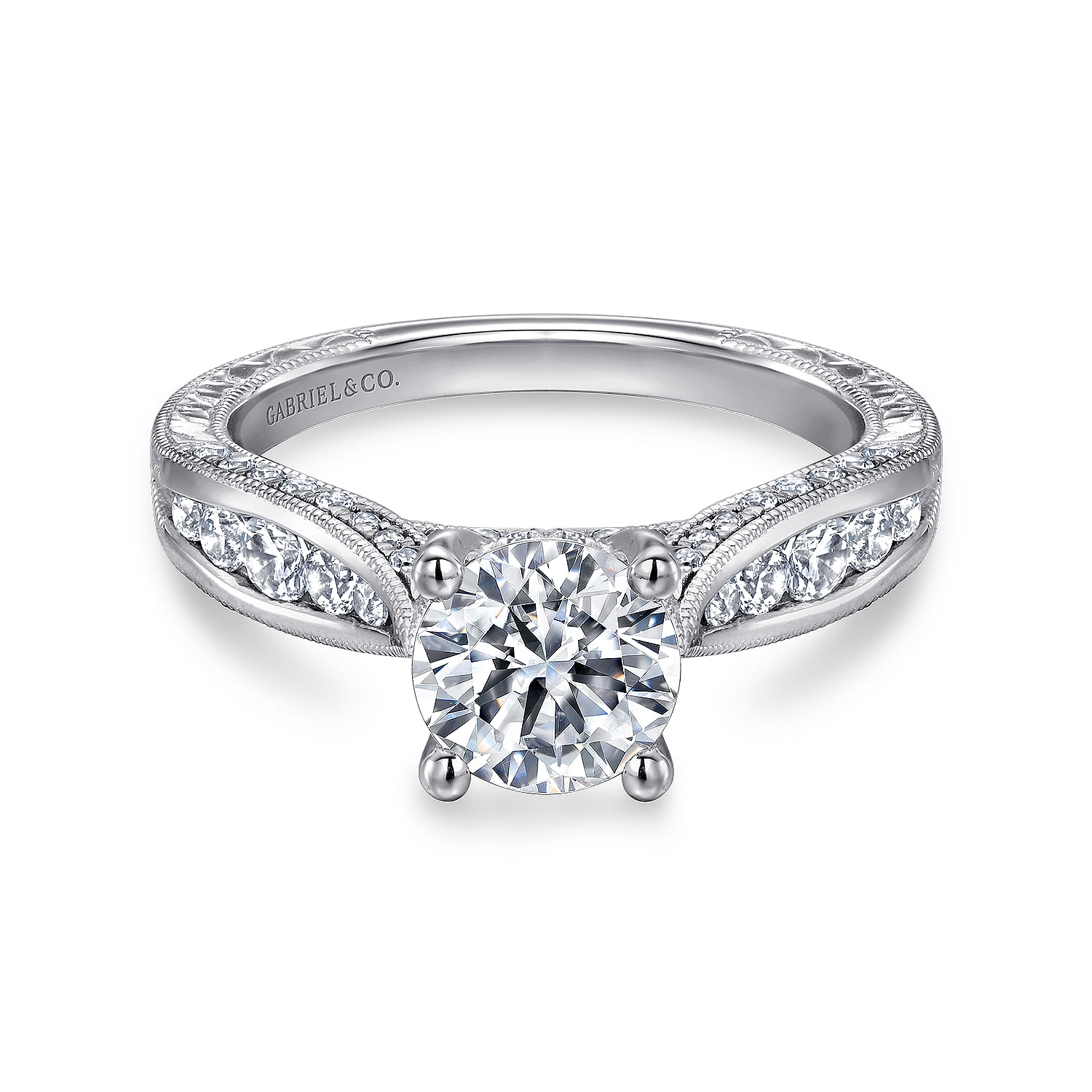 Betsy - 14K White Gold Round Diamond Engagement Ring