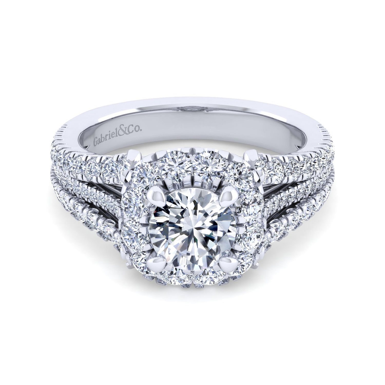 Bleecker - 14K White Gold Round Halo Diamond Engagement Ring