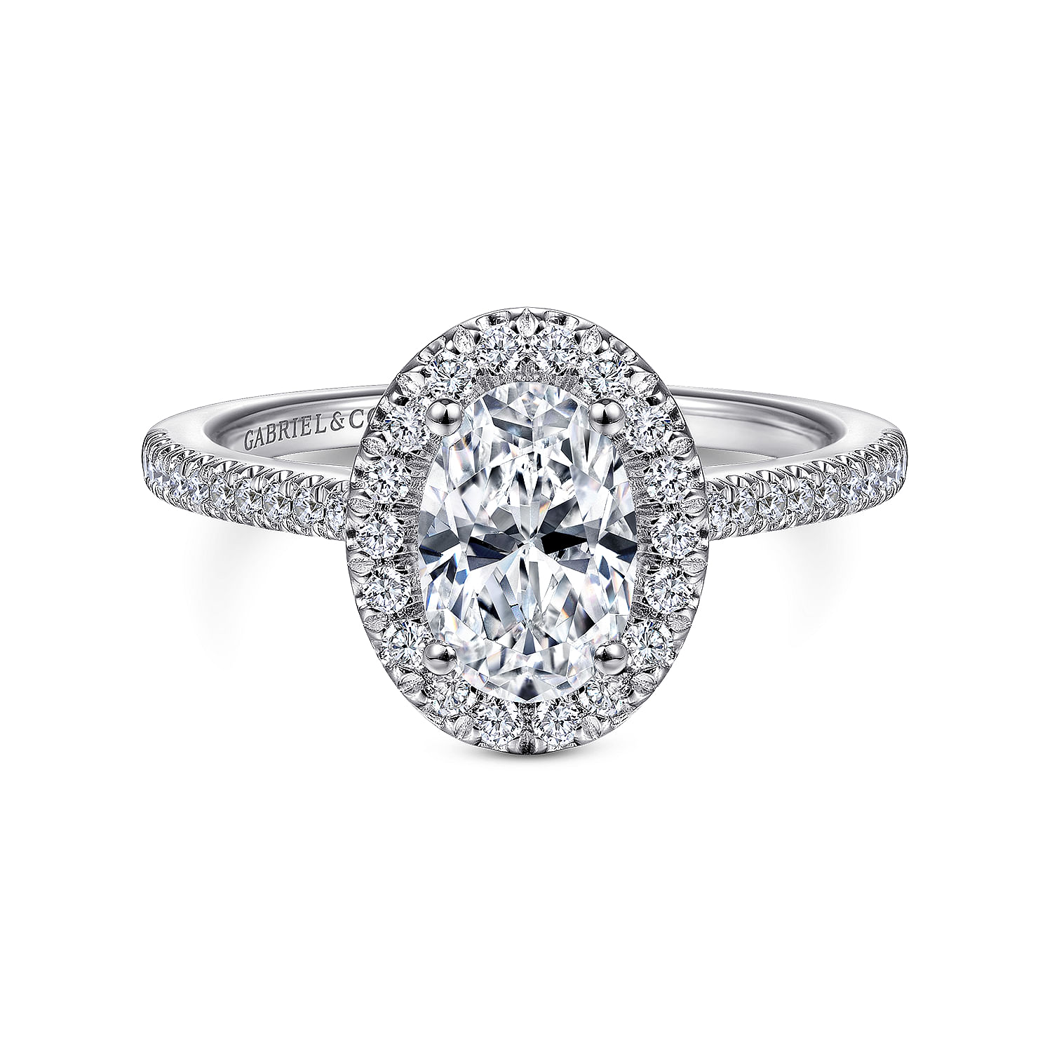 Blossom - 14K White Gold Oval Halo Diamond Engagement Ring
