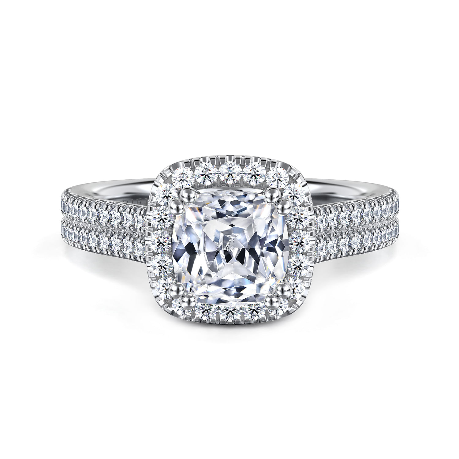 Brianna - 14K White Gold Cushion Halo Diamond Engagement Ring