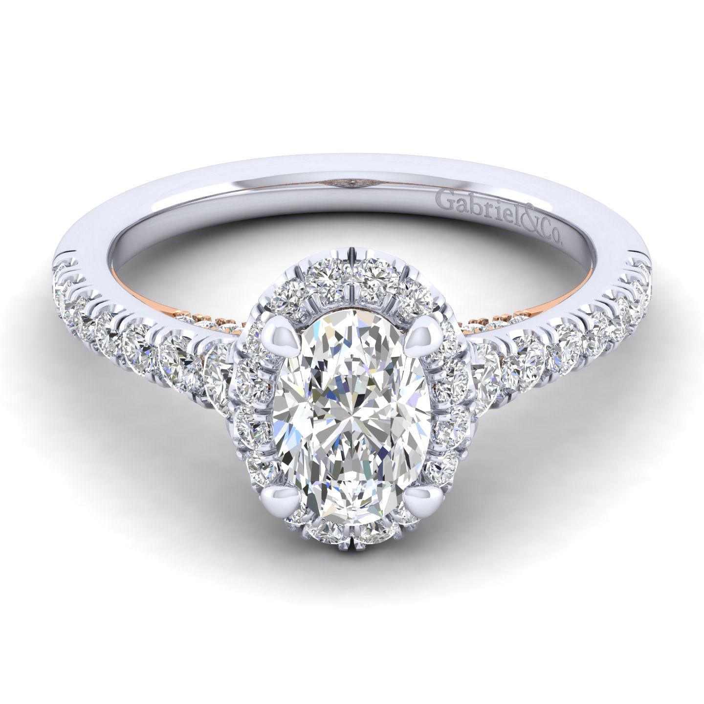Cadence - 14K White-Rose Gold Oval Halo Diamond Engagement Ring