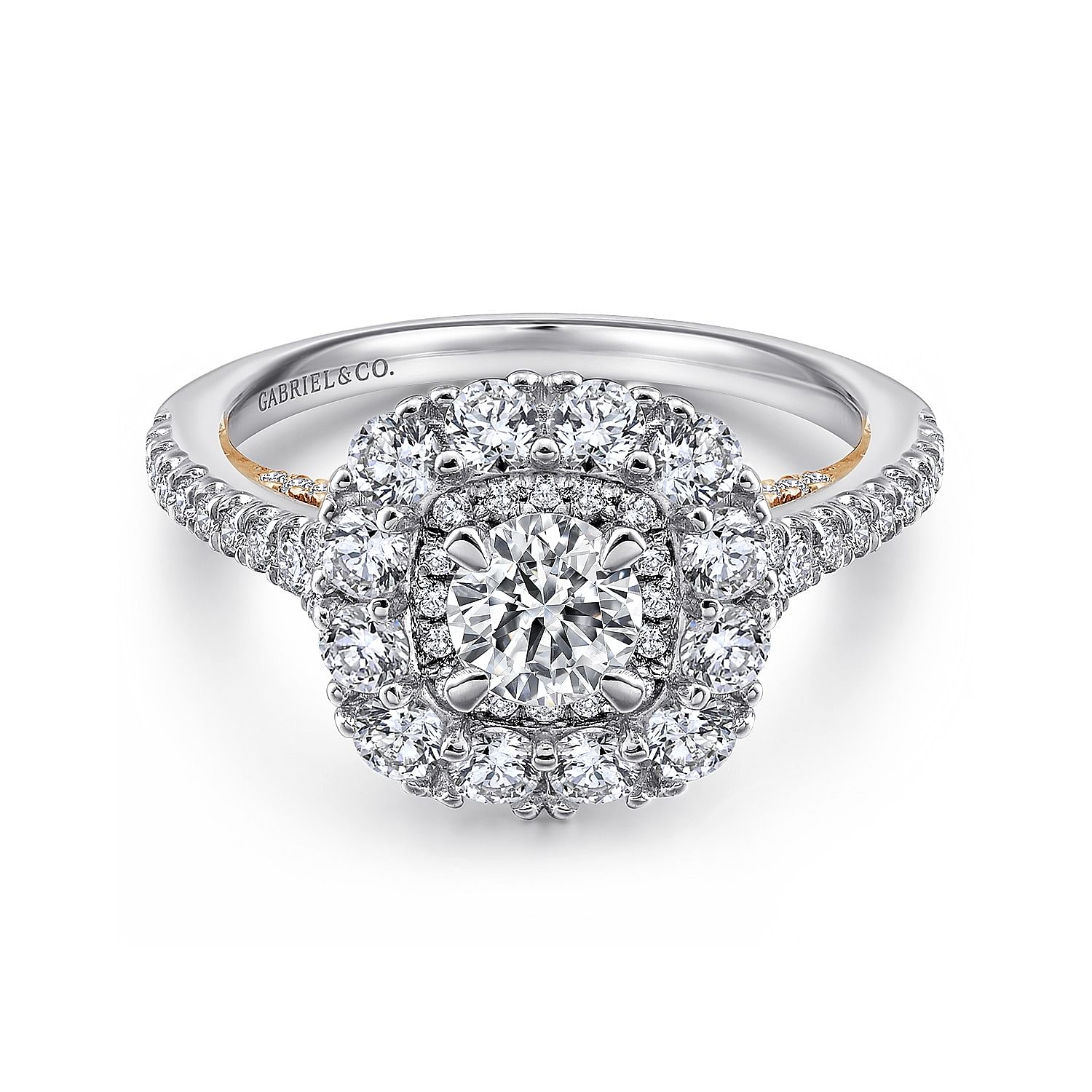 Caitlin - 14K White-Rose Gold Round Complete Diamond Engagement Ring