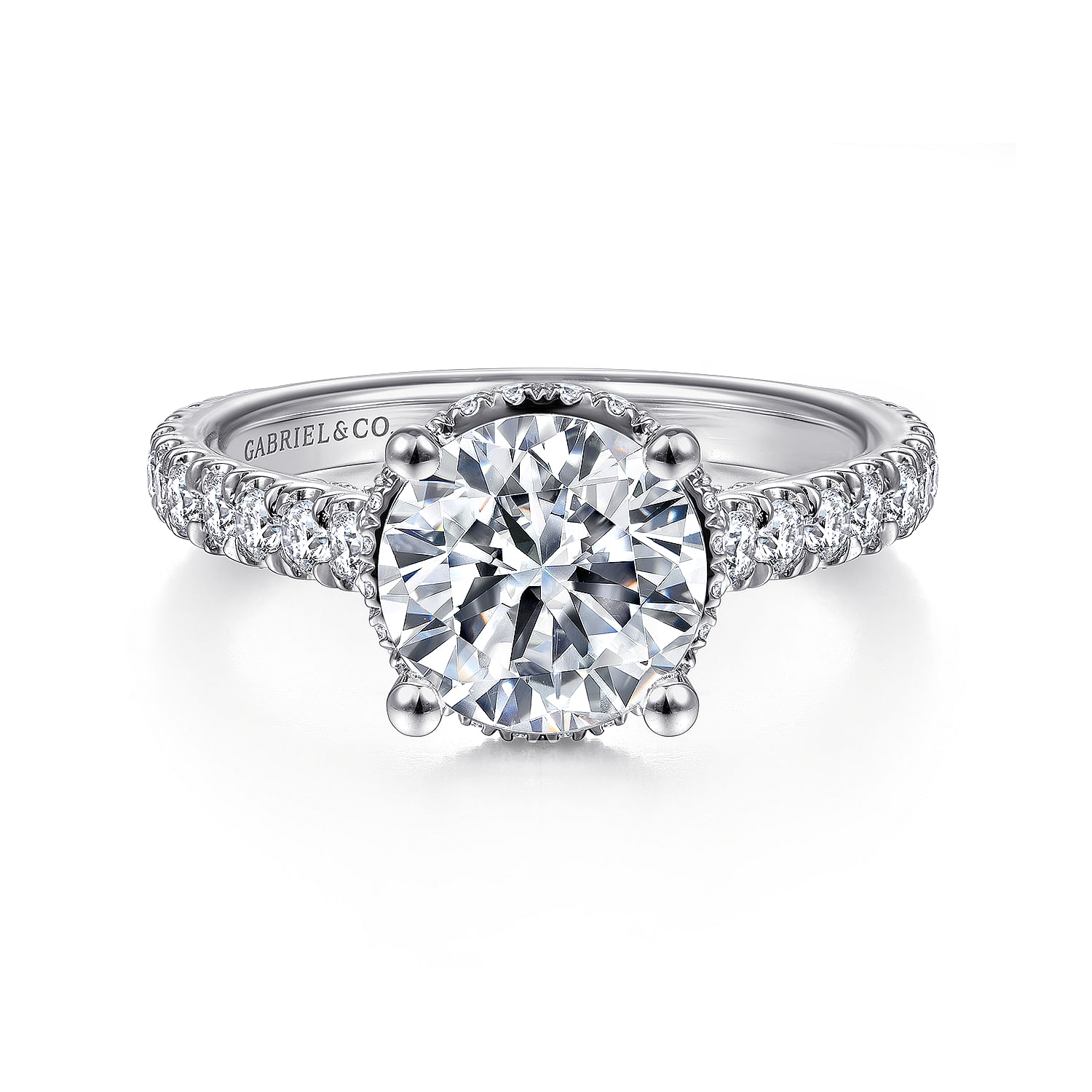 Camden - 18K White Gold Hidden Halo Round Diamond Engagement Ring