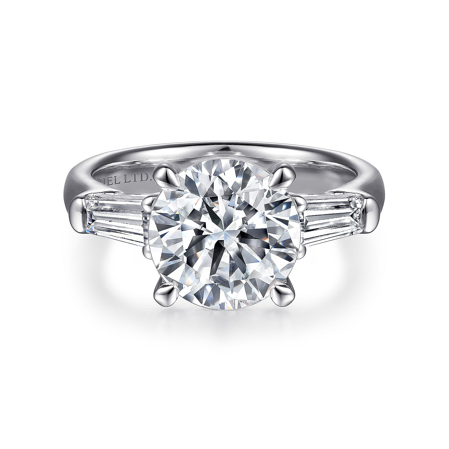 Cammie - 18K White Gold Round Three Stone Diamond Engagement Ring