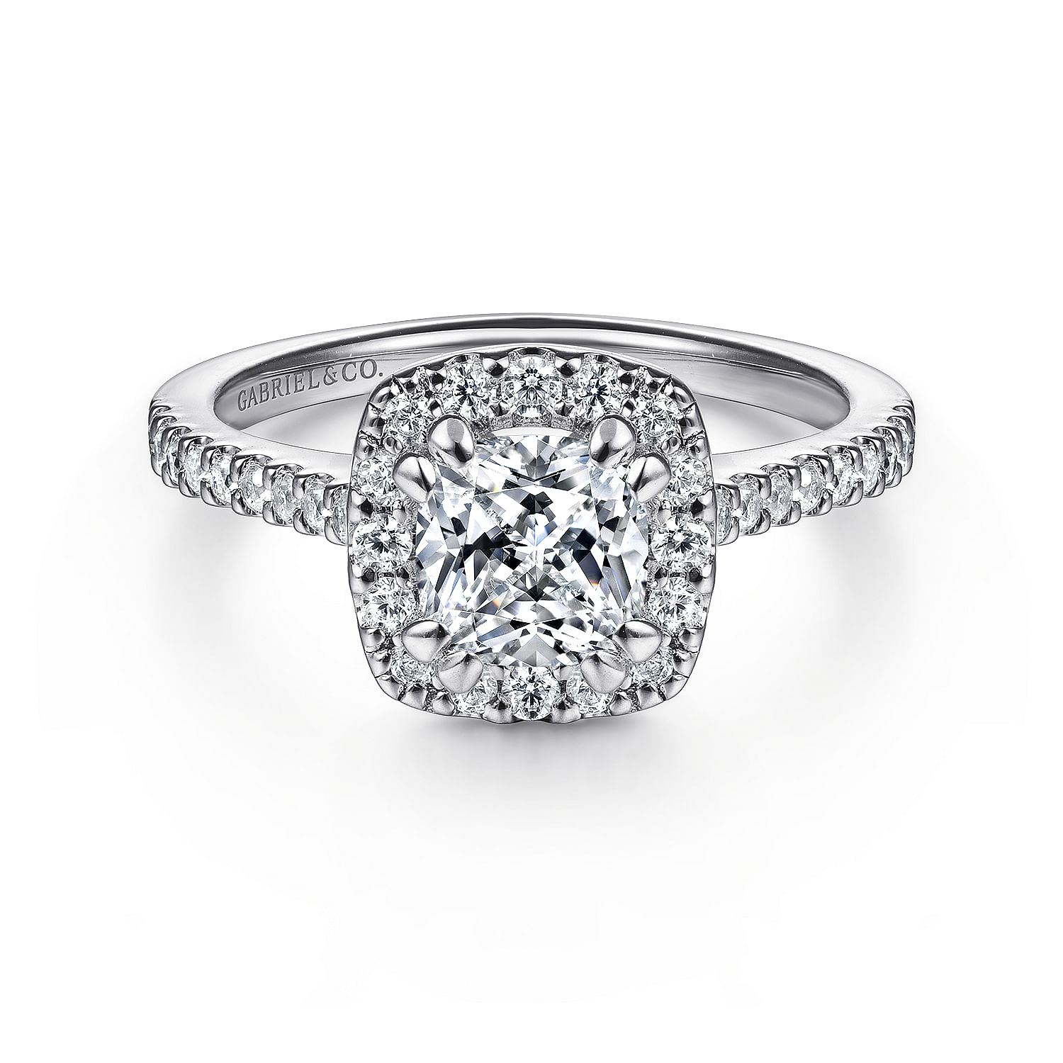 Carly - 14K White Gold Cushion Halo Diamond Engagement Ring