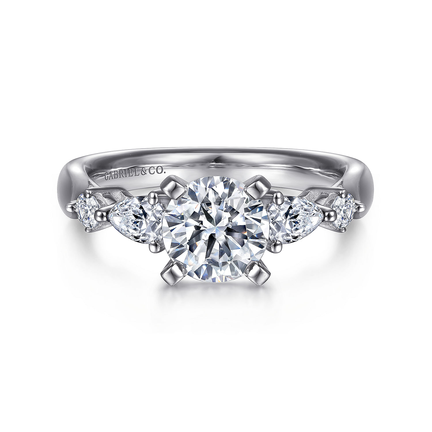 Carrie - 14K White Gold Round Five Stone Diamond Engagement Ring