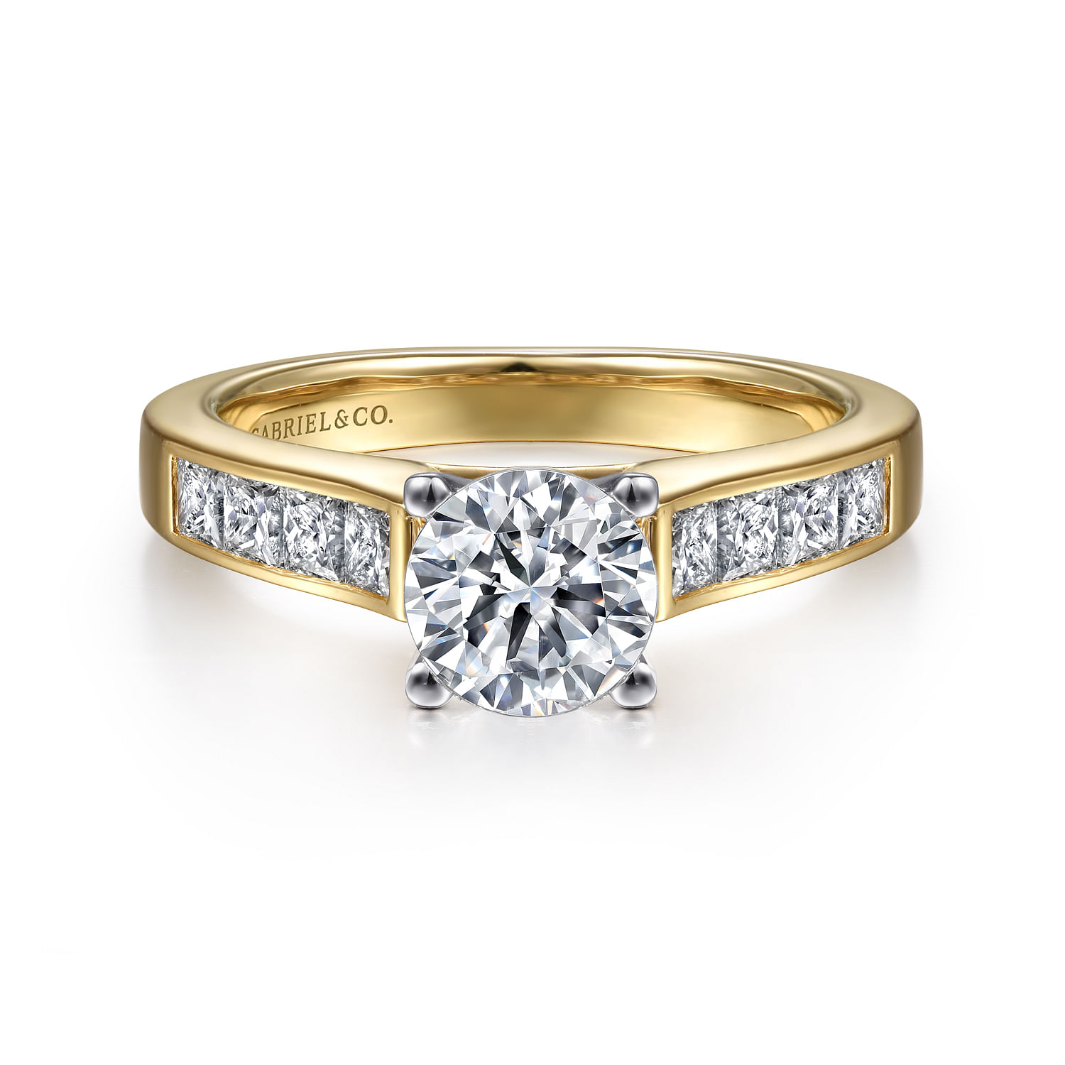 Carson - 14K White-Yellow Gold Round Diamond Engagement Ring