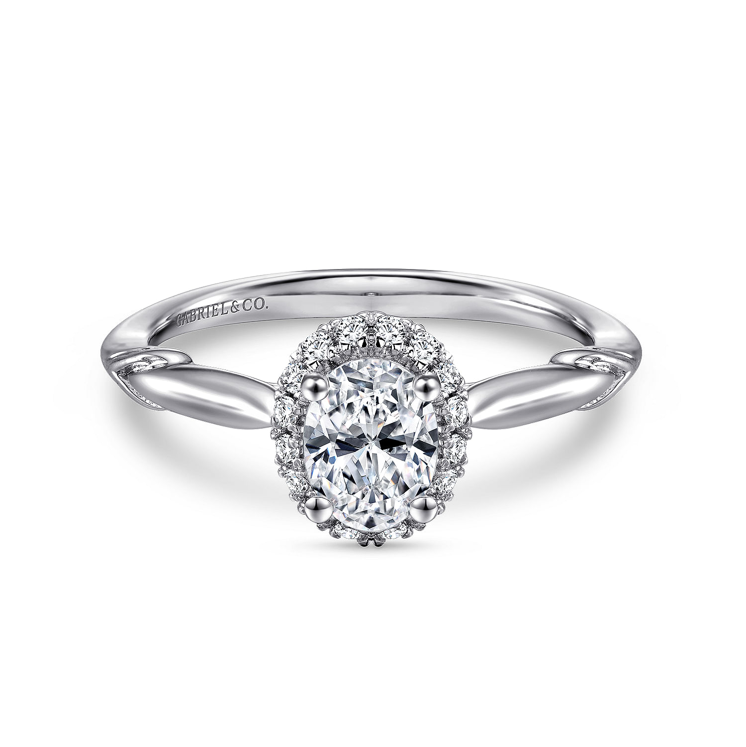 Catherine - 14K White Gold Oval Halo Diamond Engagement Ring