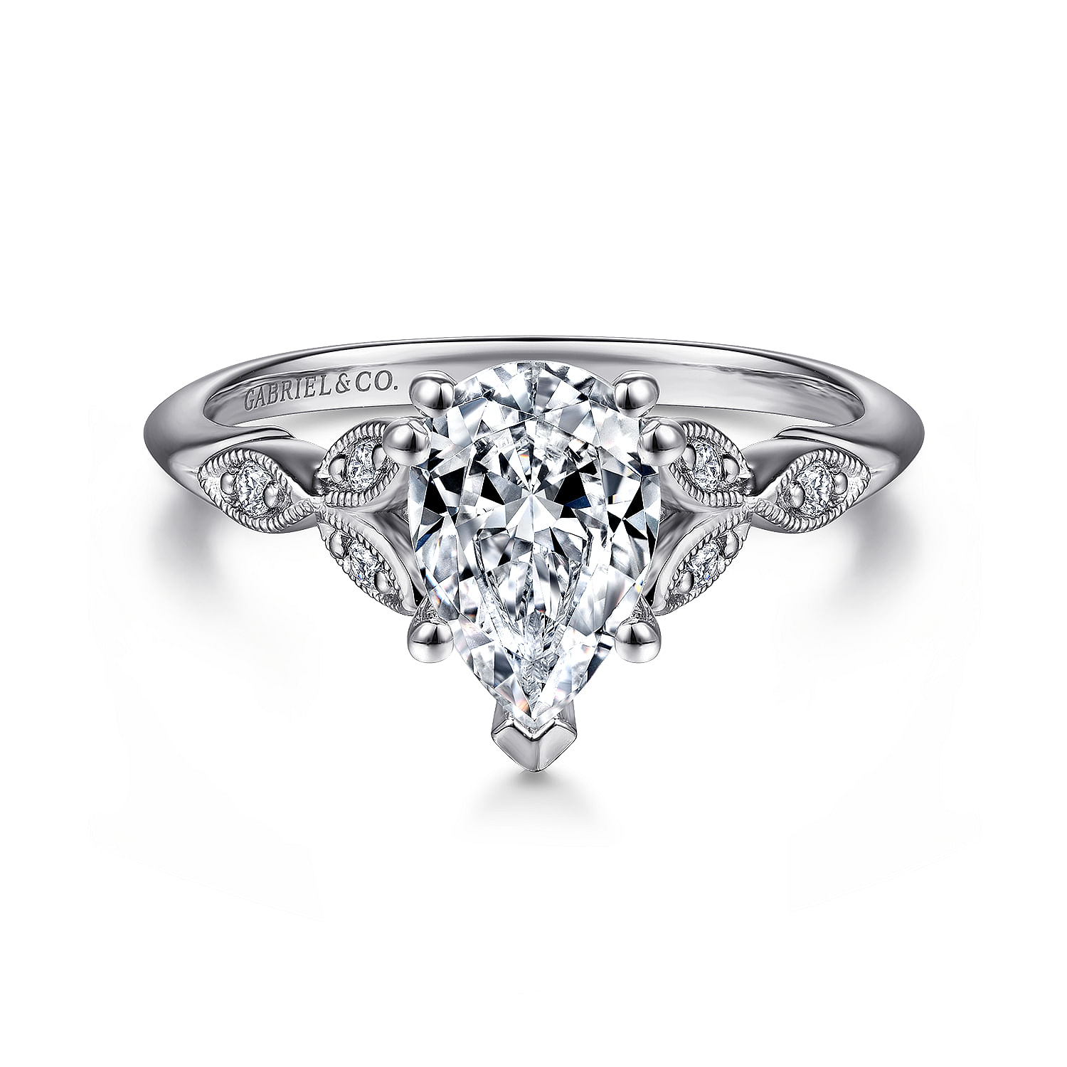 Celia - 14K White Gold Pear Shape Diamond Engagement Ring