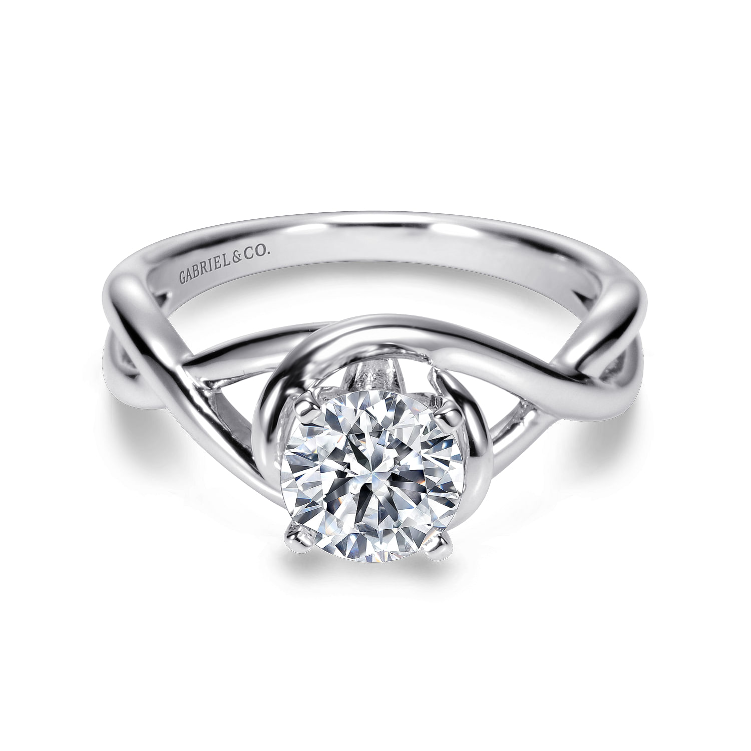 Celine - Platinum Round Twisted Diamond Engagement Ring
