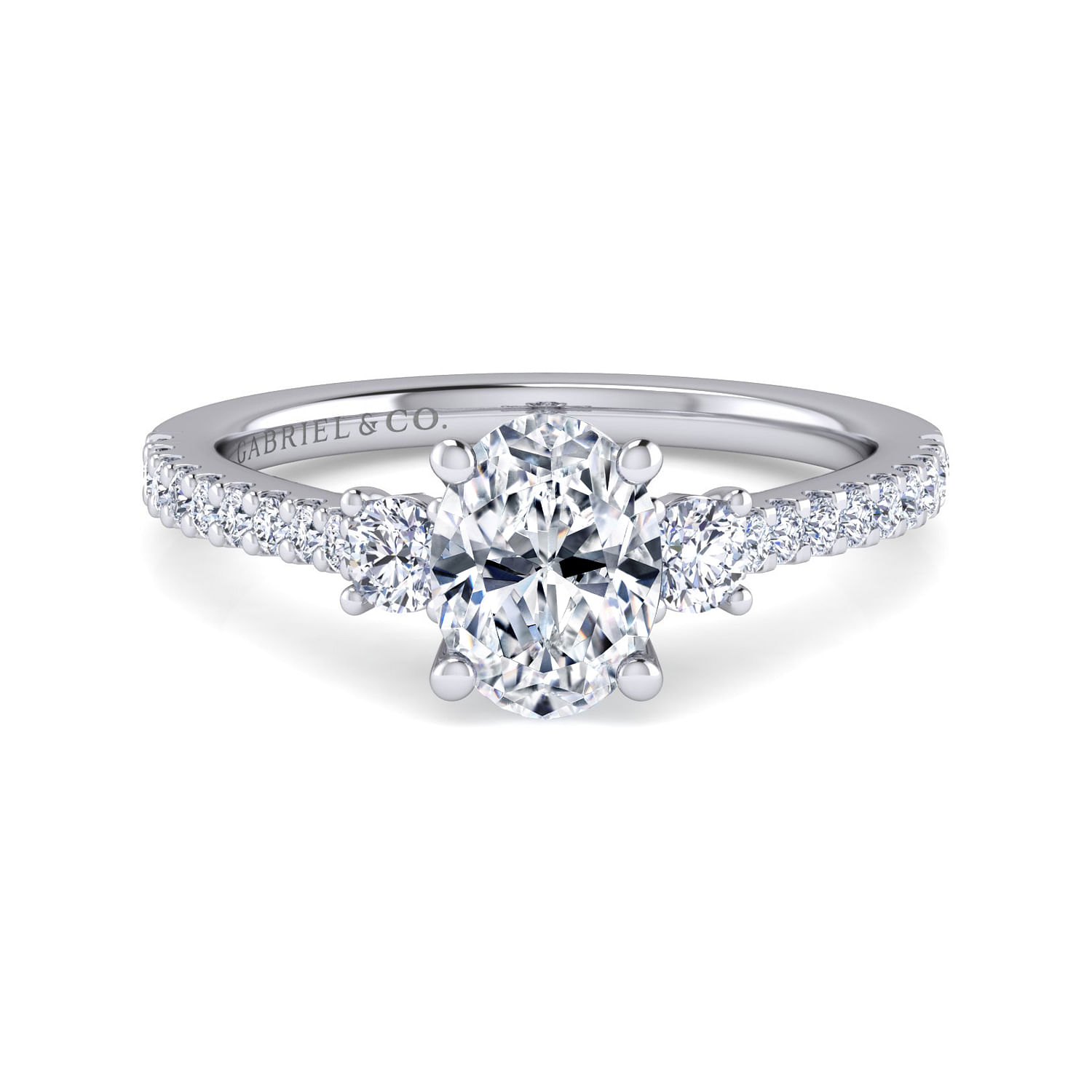 Chantal - Platinum Oval Three Stone Diamond Engagement Ring