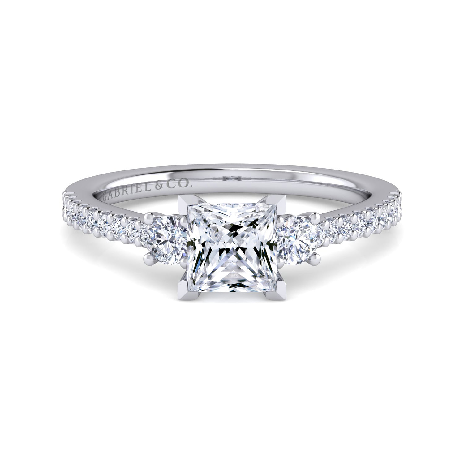Chantal - Platinum Princess Cut Three Stone Diamond Engagement Ring