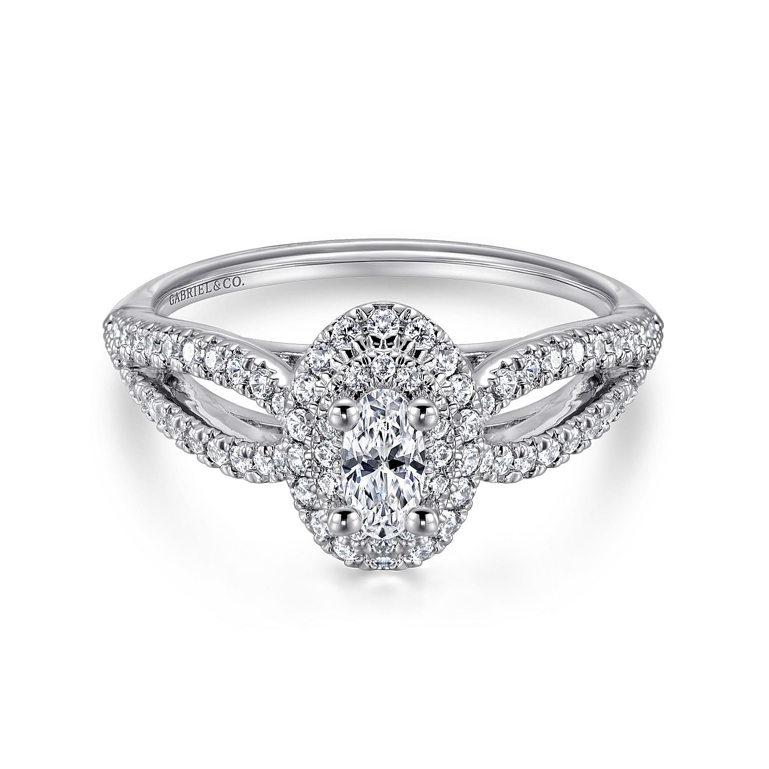 Clinton - 14K White Gold Oval Complete Diamond Engagement Ring