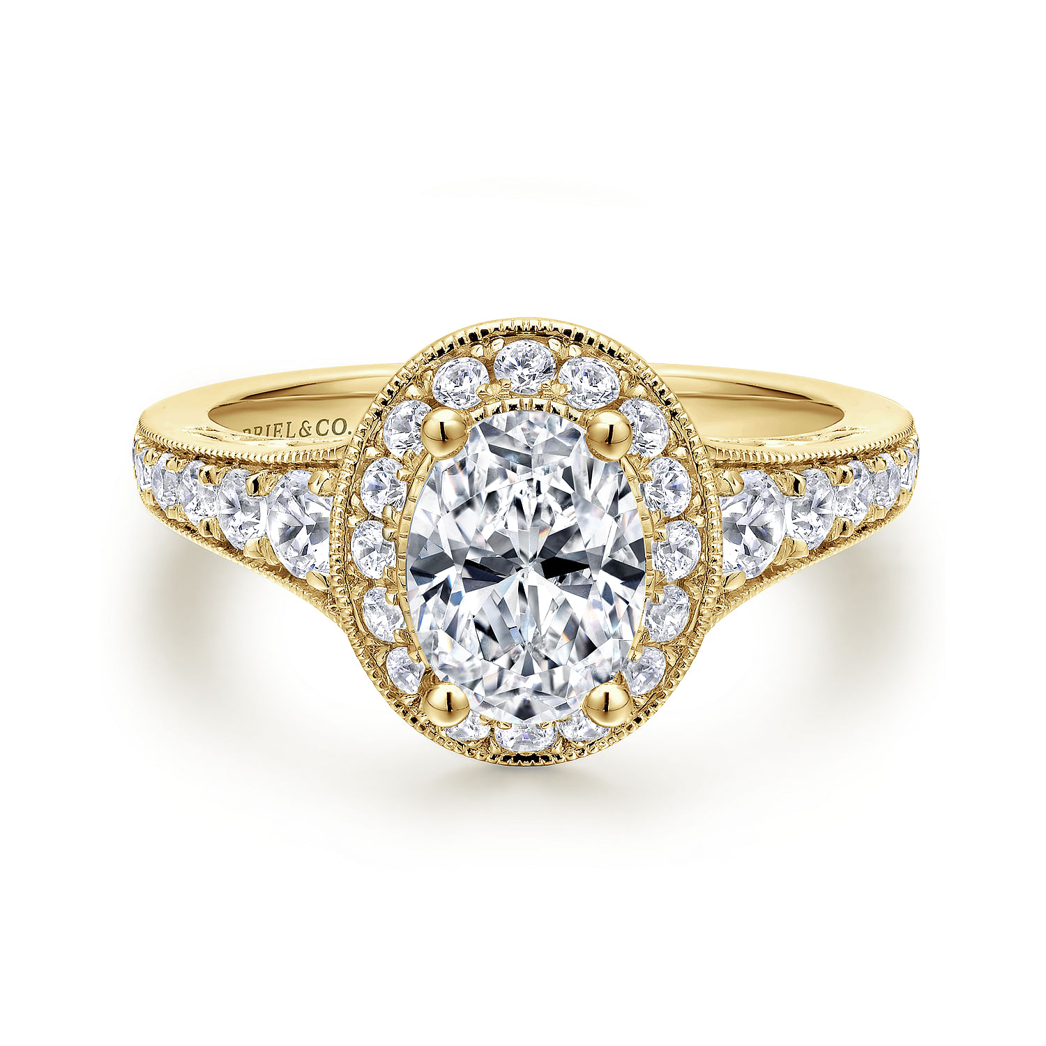 Cortlandt - Vintage Inspired 14K Yellow Gold Oval Halo Diamond Engagement Ring