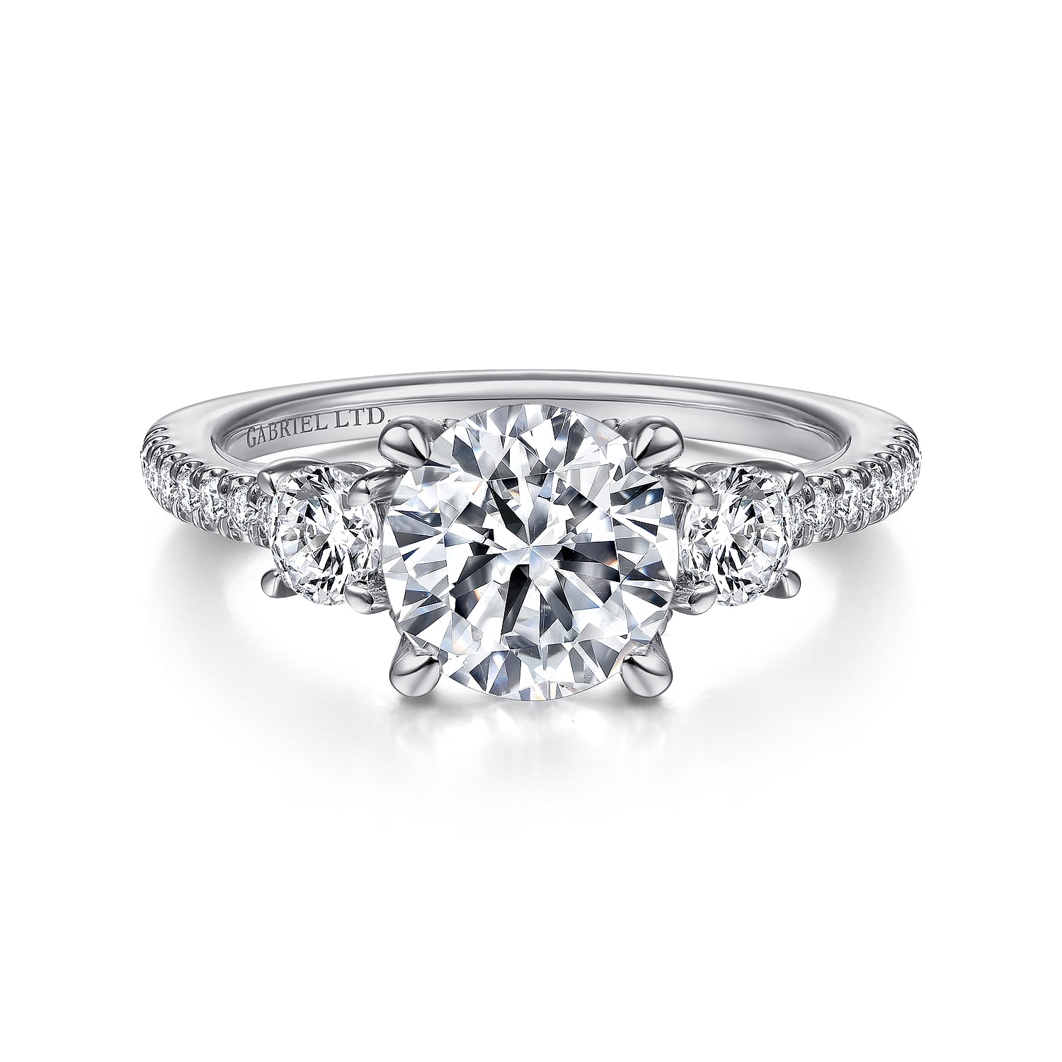 Costello - 18K White Gold Round 3 Stone Diamond Engagement Ring