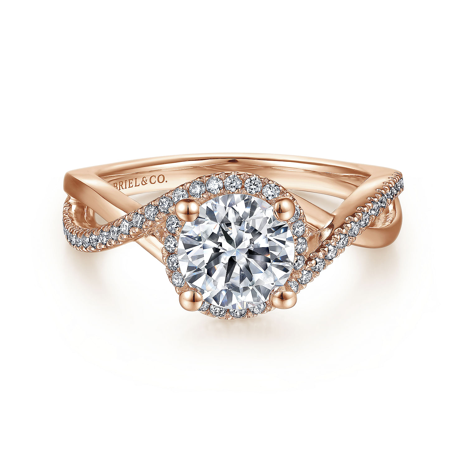 Courtney - 14K Rose Gold Round Halo Diamond Engagement Ring