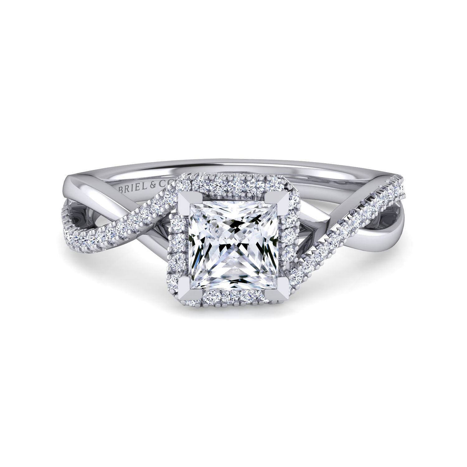 Courtney - 14K White Gold Princess Halo Diamond Engagement Ring