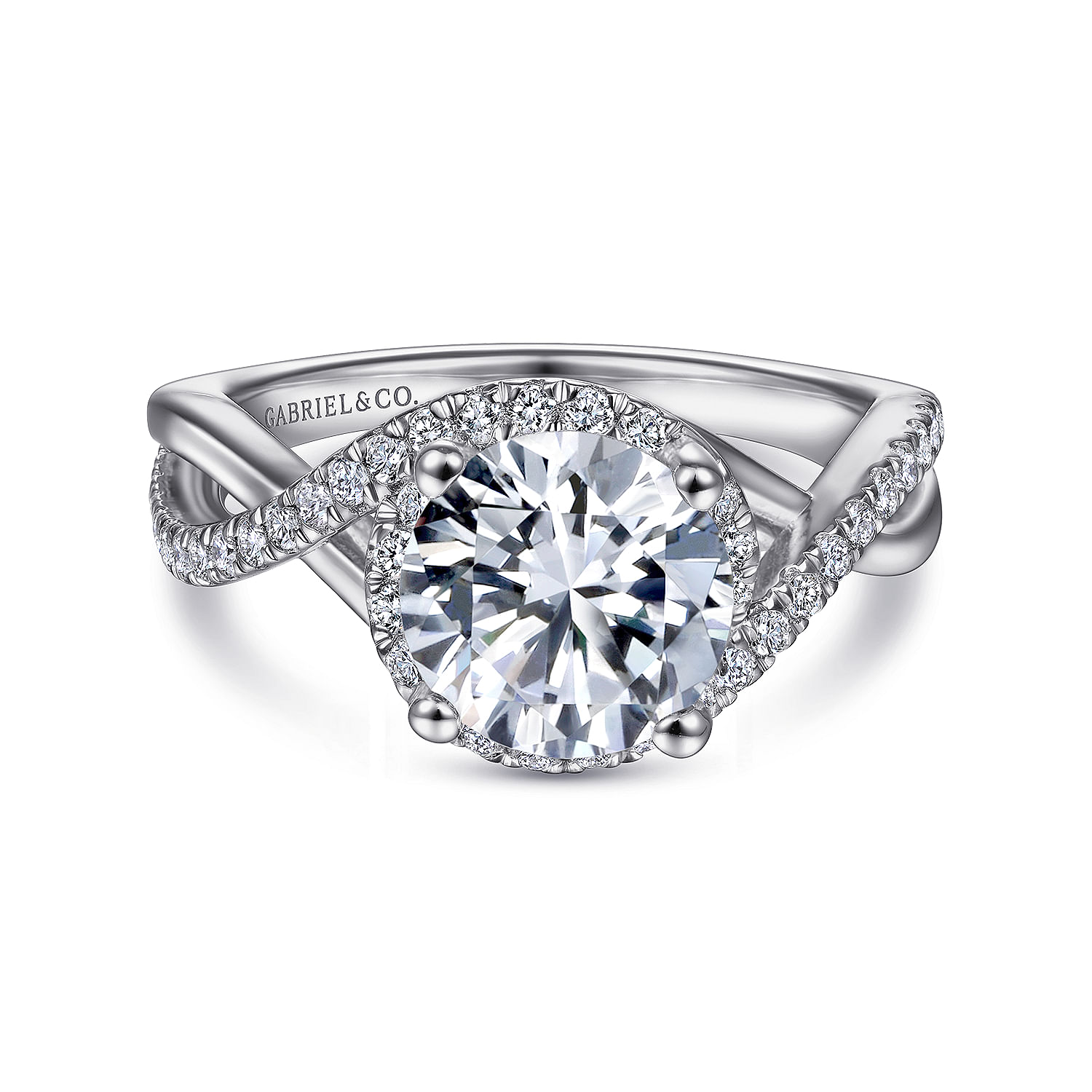 Courtney - 14K White Gold Round Twisted Diamond Engagement Ring