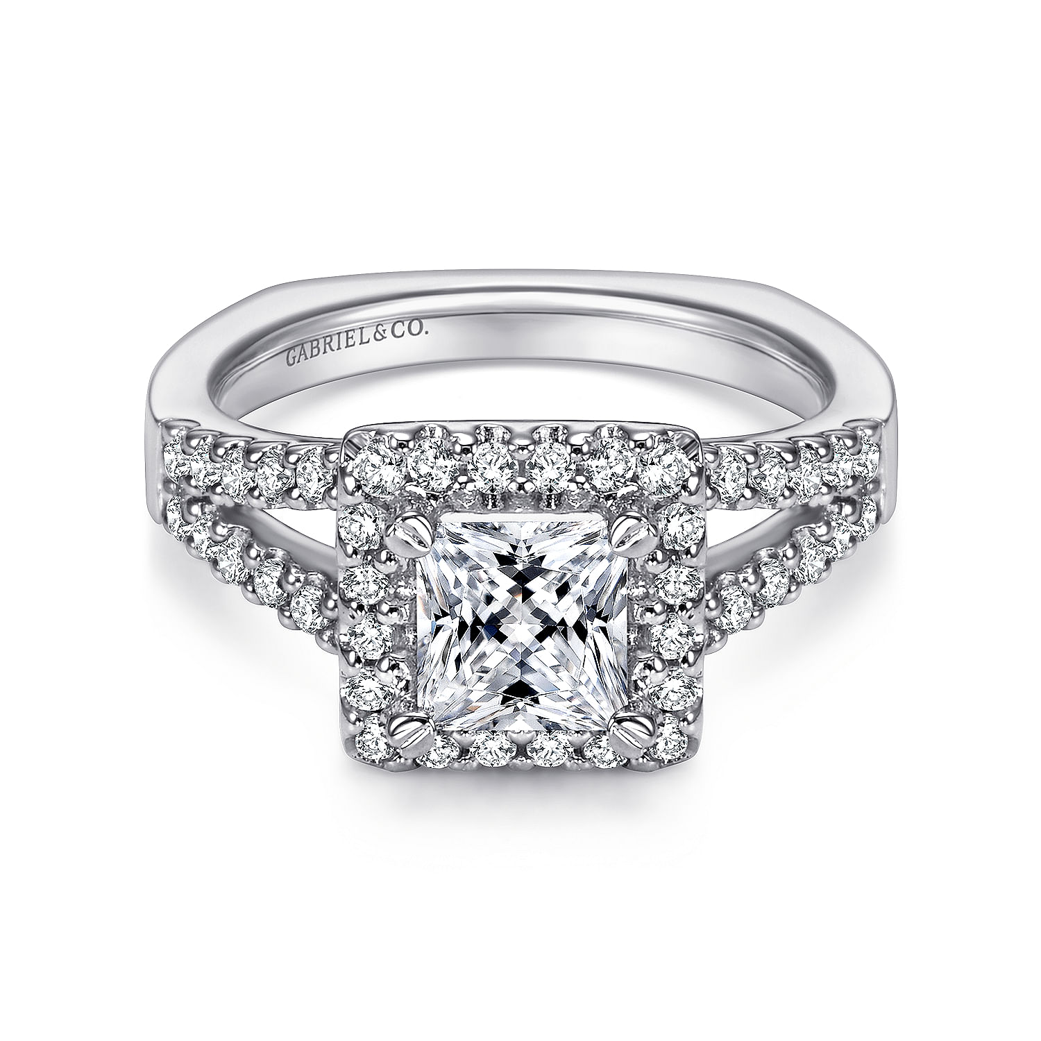 Drew - 14K White Gold Princess Halo Diamond Engagement Ring