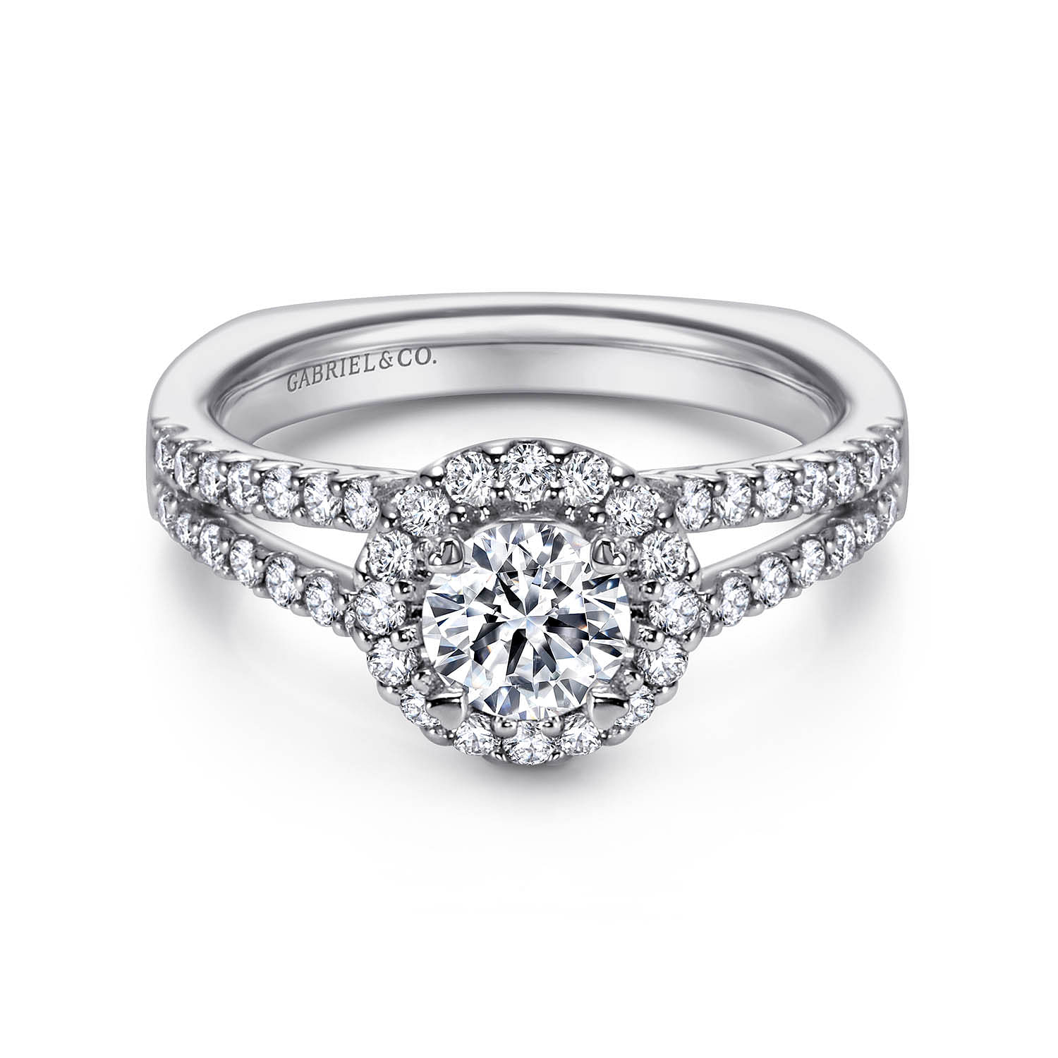 Drew - 14K White Gold Round Halo Diamond Engagement Ring