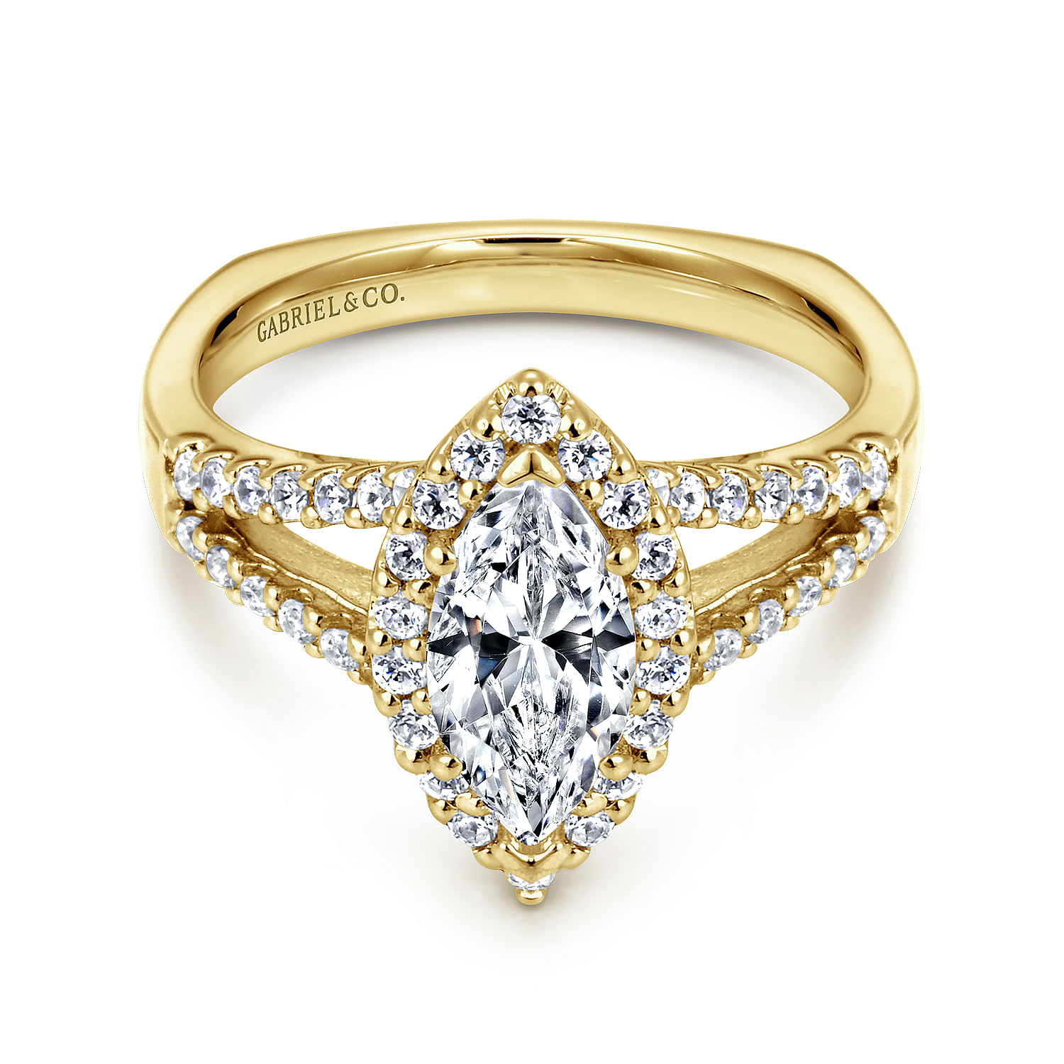 Drew - 14K Yellow Gold Marquise Halo Diamond Engagement Ring