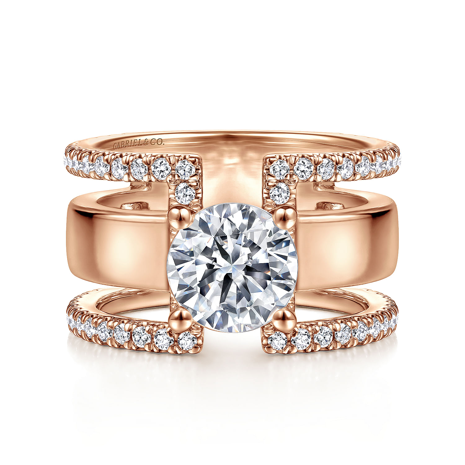 Edalee - 14K Rose Gold Round Diamond Engagement Ring