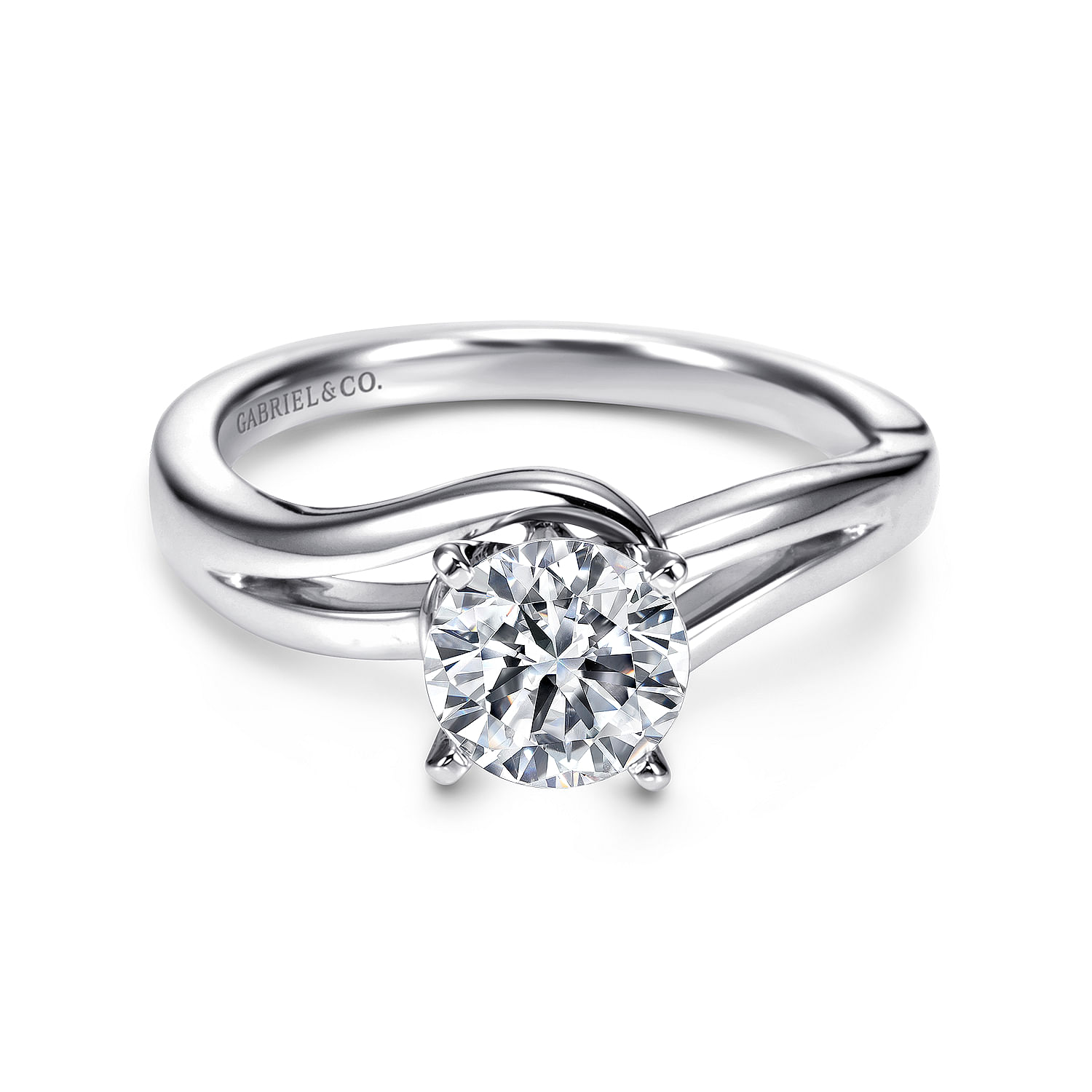 Elise - 14K White Gold Round Bypass Diamond Engagement Ring